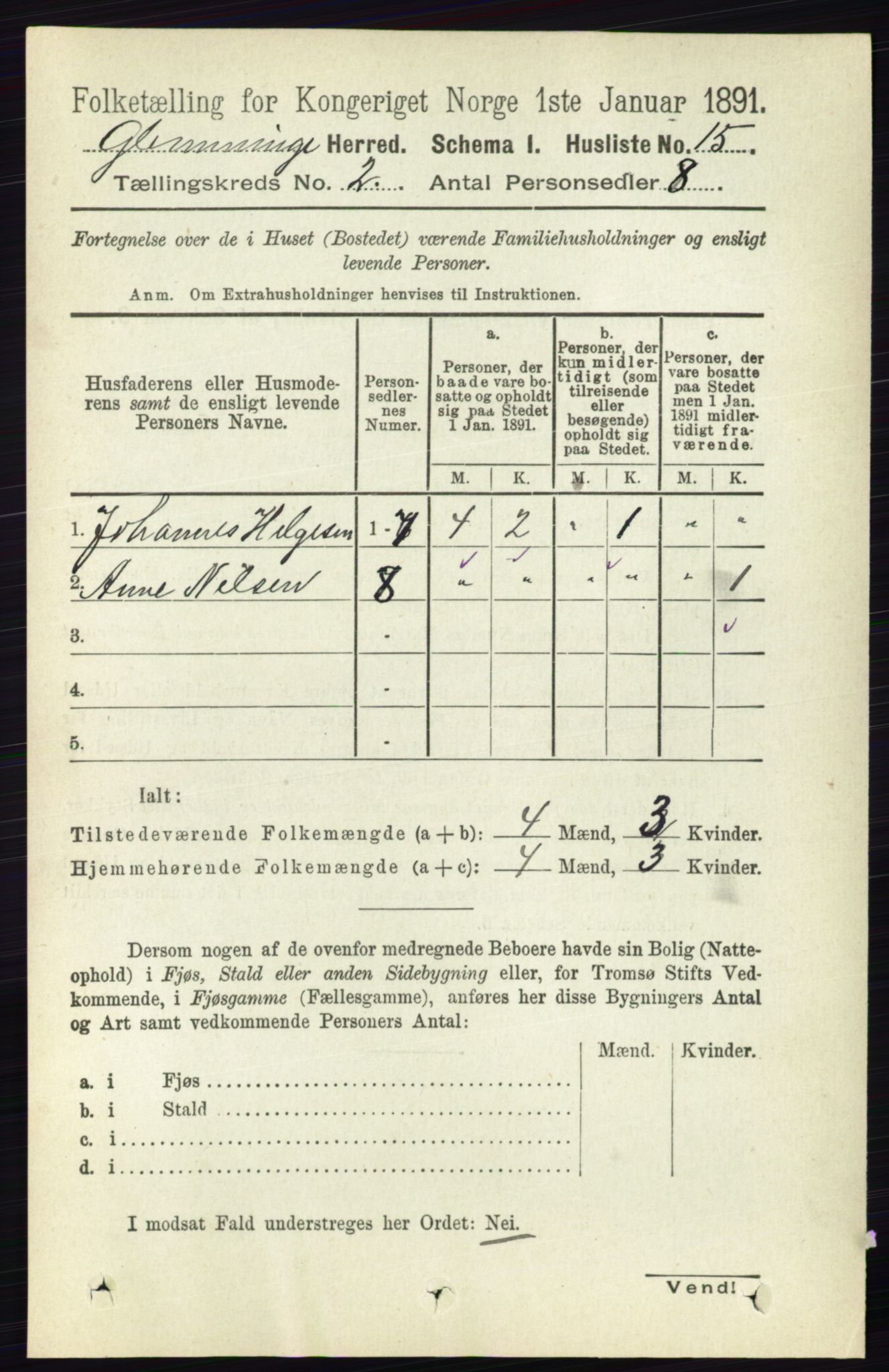 RA, 1891 census for 0132 Glemmen, 1891, p. 417