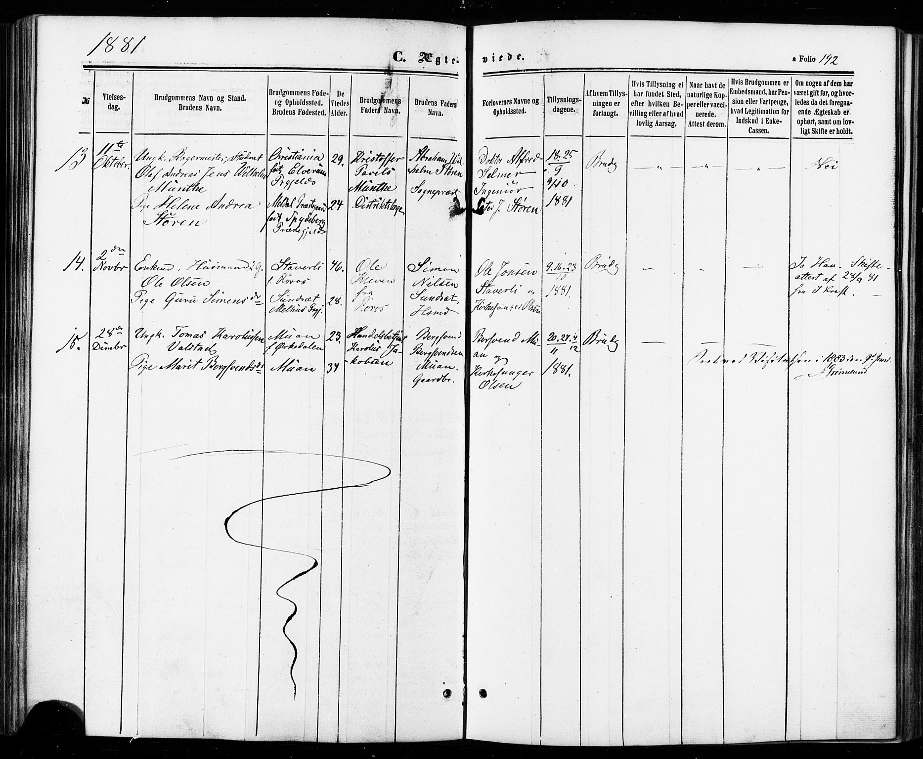 Ministerialprotokoller, klokkerbøker og fødselsregistre - Sør-Trøndelag, AV/SAT-A-1456/672/L0856: Parish register (official) no. 672A08, 1861-1881, p. 192