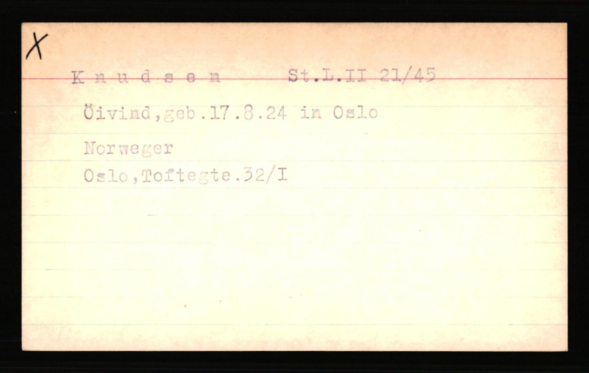 SS- und Polizeigericht Nord (IX), AV/RA-RAFA-3182/0001/C/Ca/L0004: kartotekkort for personer alfabetisk på etternavn: John-L, 1940-1945, p. 272