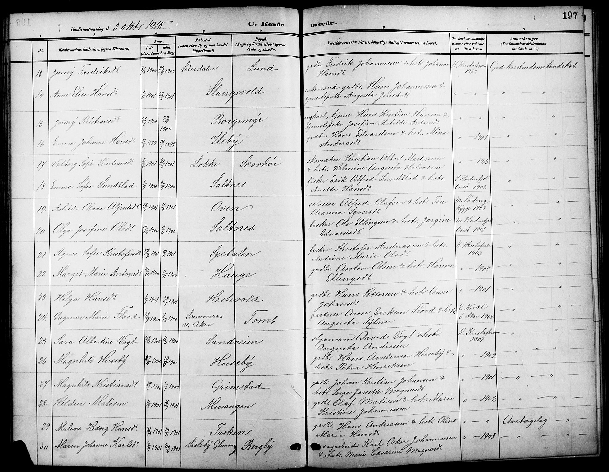 Råde prestekontor kirkebøker, SAO/A-2009/G/Ga/L0001: Parish register (copy) no. 1, 1903-1925, p. 197