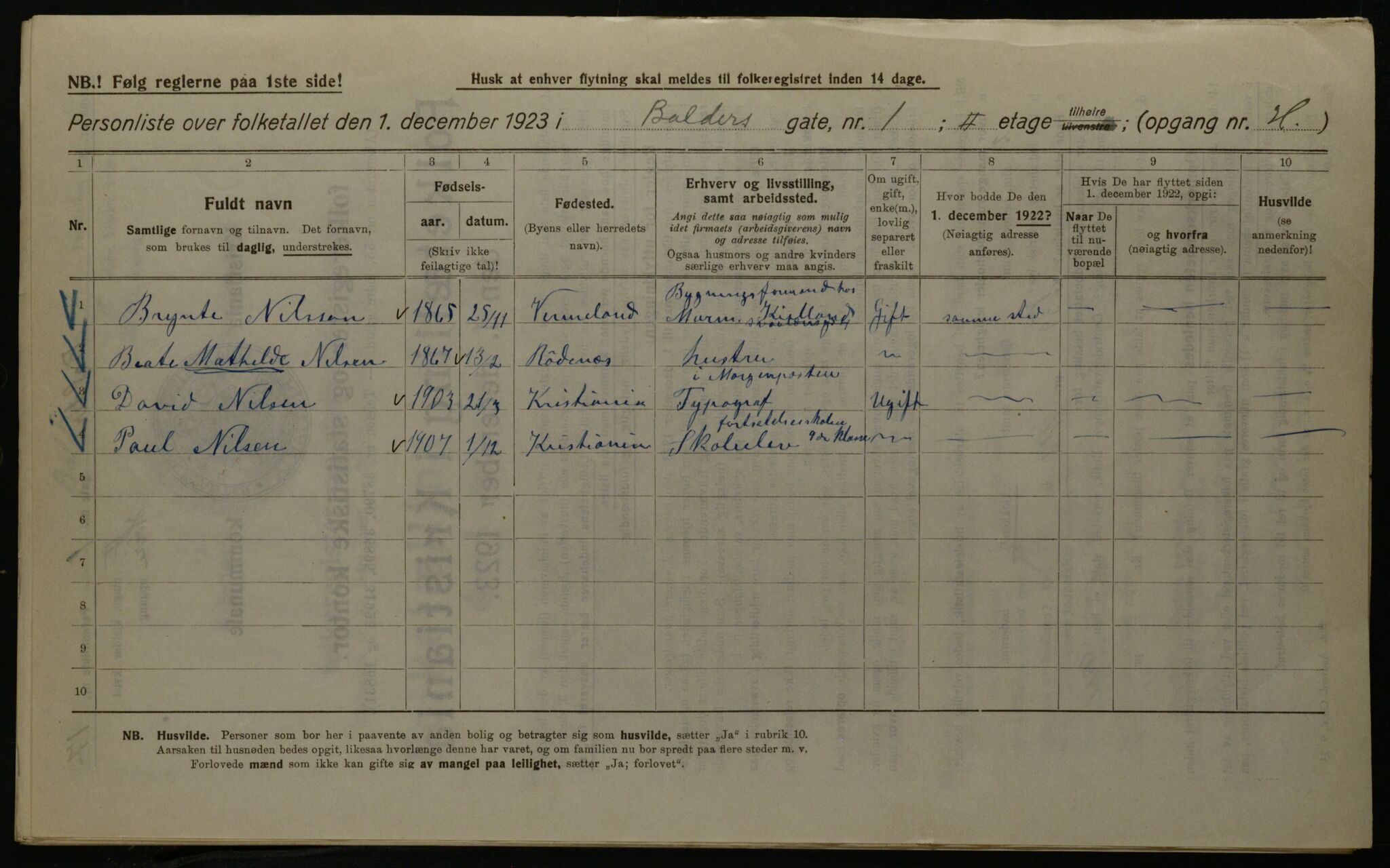 OBA, Municipal Census 1923 for Kristiania, 1923, p. 3622