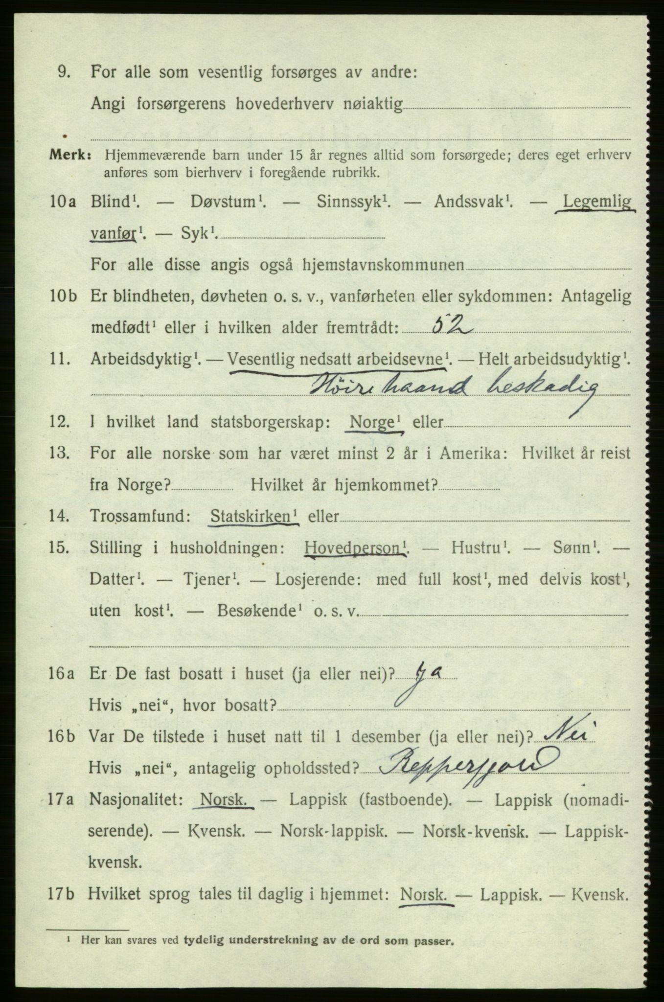 SATØ, 1920 census for , 1920, p. 613