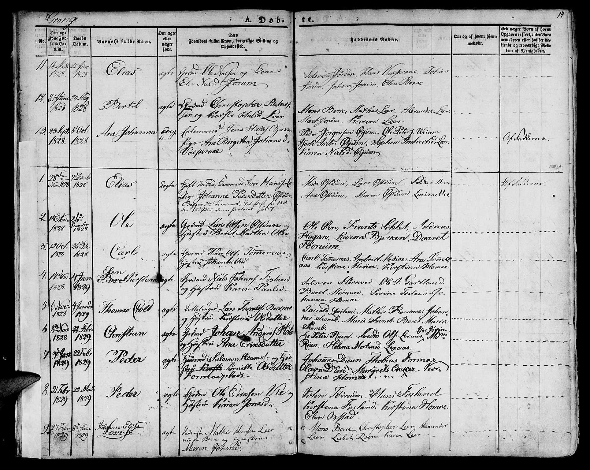 Ministerialprotokoller, klokkerbøker og fødselsregistre - Nord-Trøndelag, AV/SAT-A-1458/758/L0510: Parish register (official) no. 758A01 /1, 1821-1841, p. 14