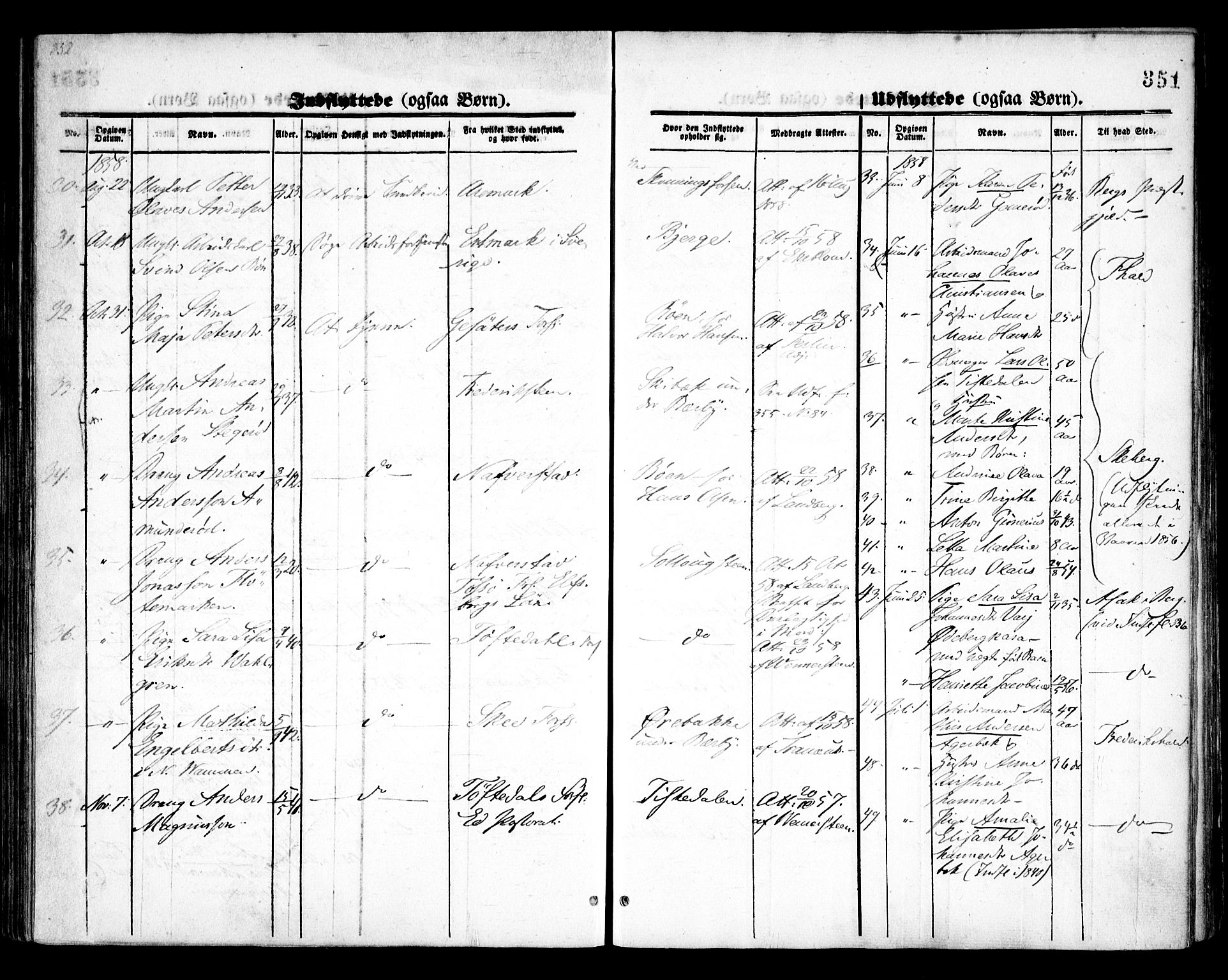 Idd prestekontor Kirkebøker, AV/SAO-A-10911/F/Fc/L0004b: Parish register (official) no. III 4B, 1848-1860, p. 351