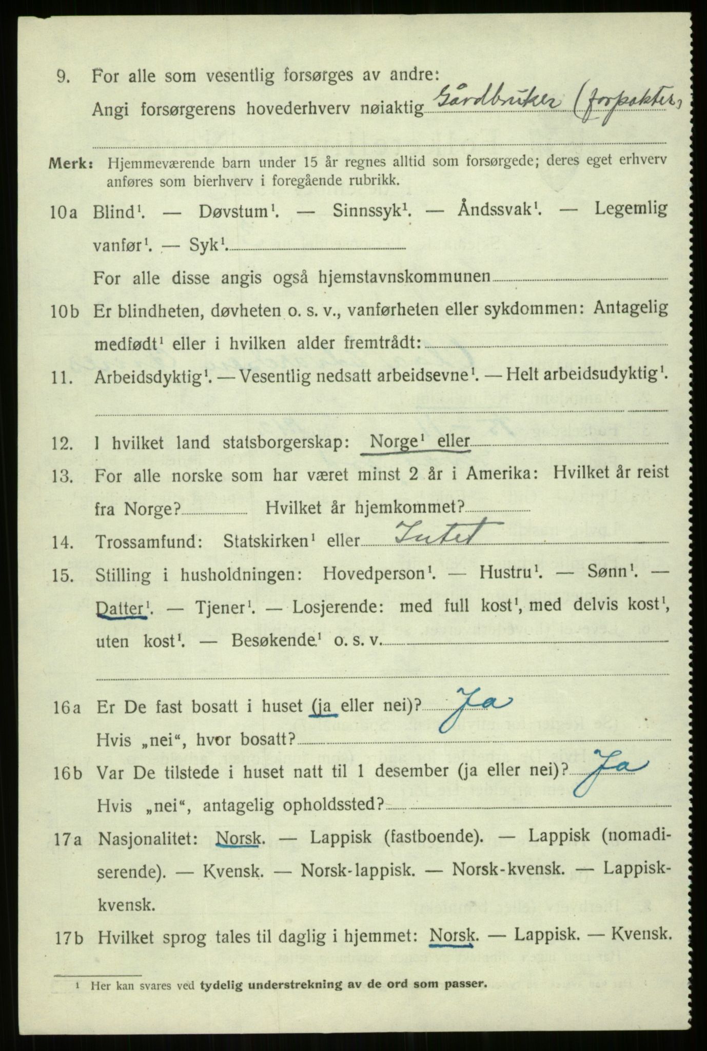 SATØ, 1920 census for Kvæfjord, 1920, p. 6918