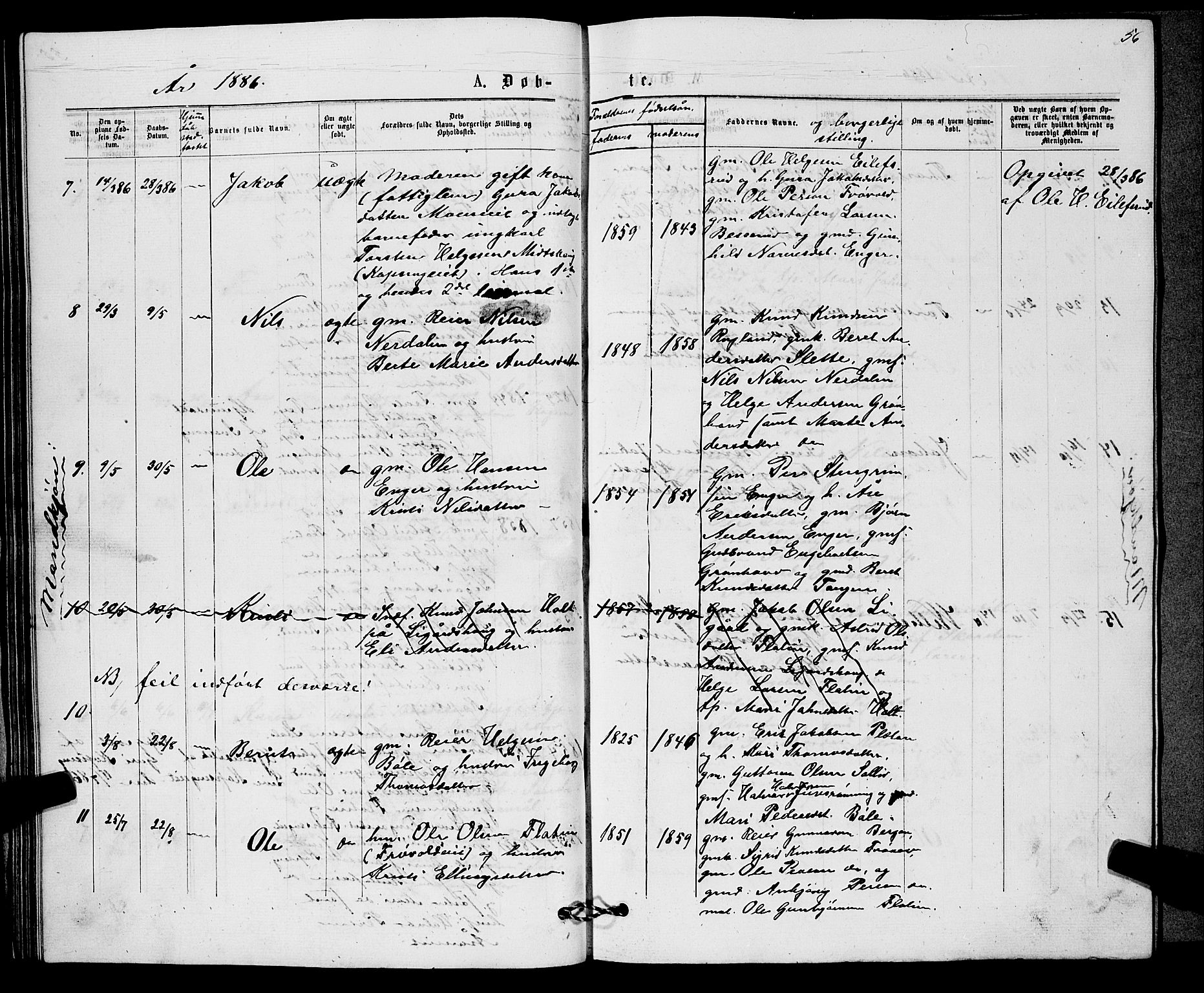 Sigdal kirkebøker, AV/SAKO-A-245/G/Gb/L0002: Parish register (copy) no. II 2, 1875-1900, p. 56