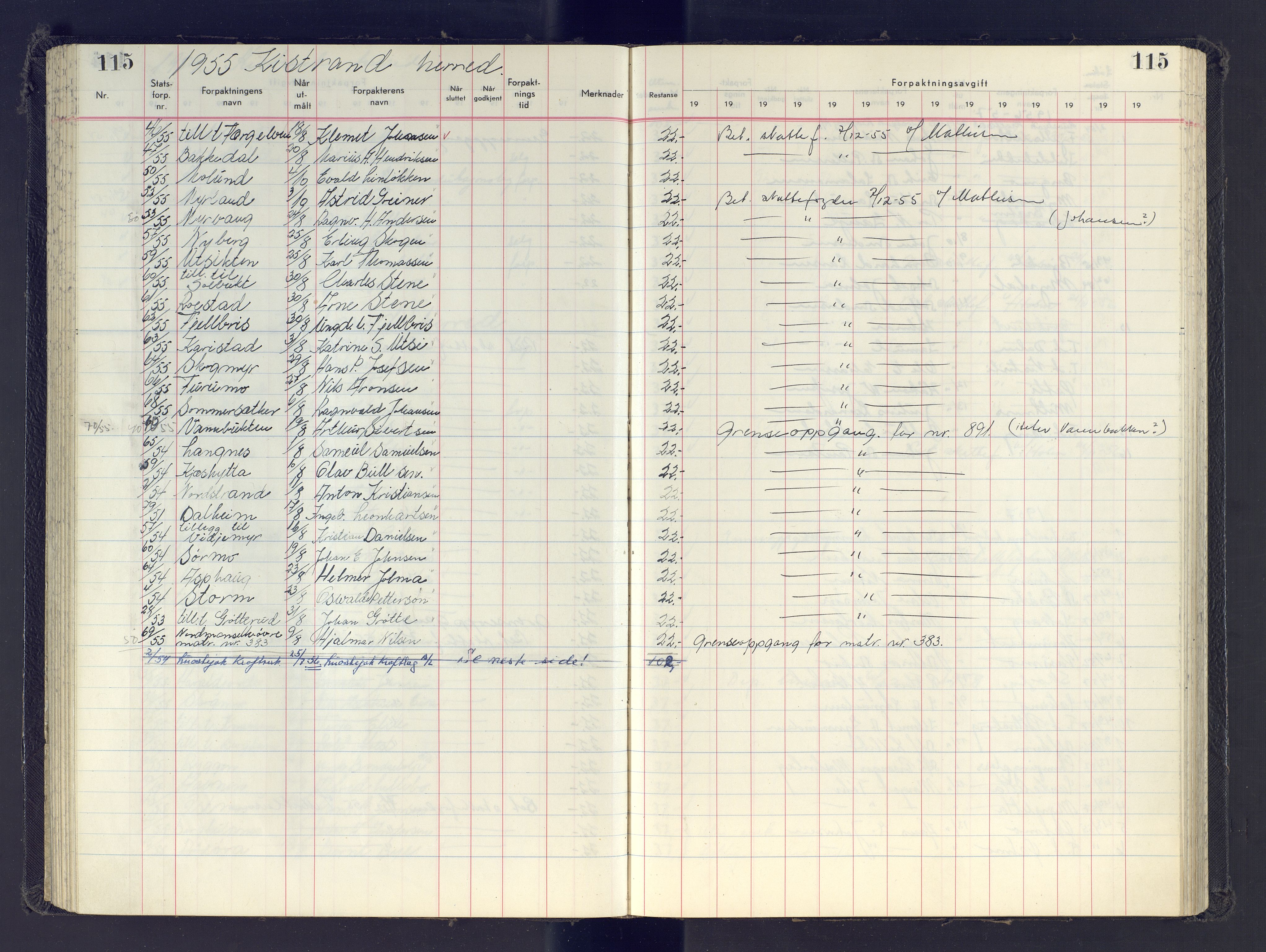 Finnmark jordsalgskommisjon/jordsalgskontor og Statskog SF Finnmark jordsalgskontor, AV/SATØ-S-1443/J/Jb/L0001: Protokoll for salg og forpaktning, 1948-1958, p. 115