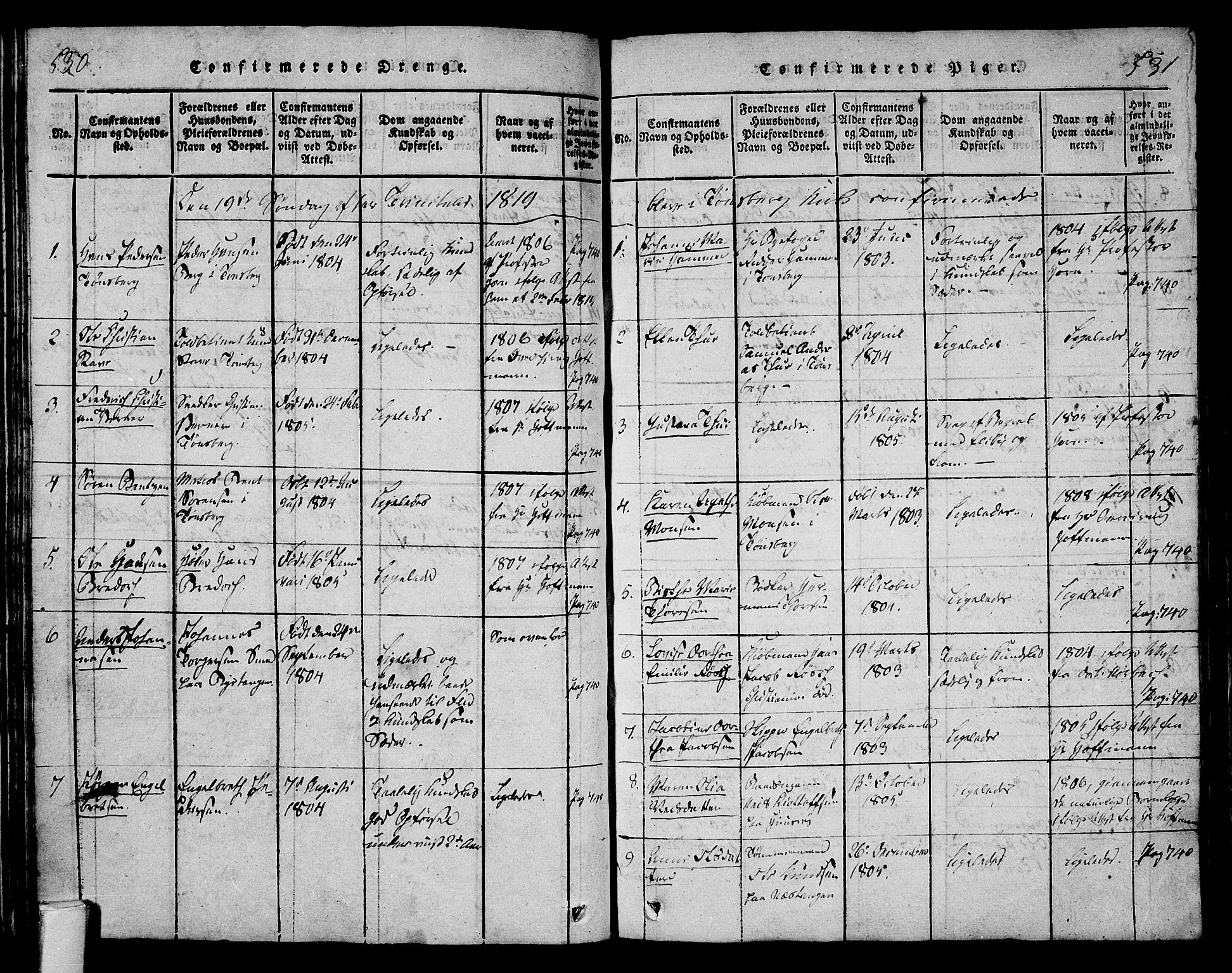 Tønsberg kirkebøker, AV/SAKO-A-330/F/Fa/L0004: Parish register (official) no. I 4, 1813-1826, p. 530-531