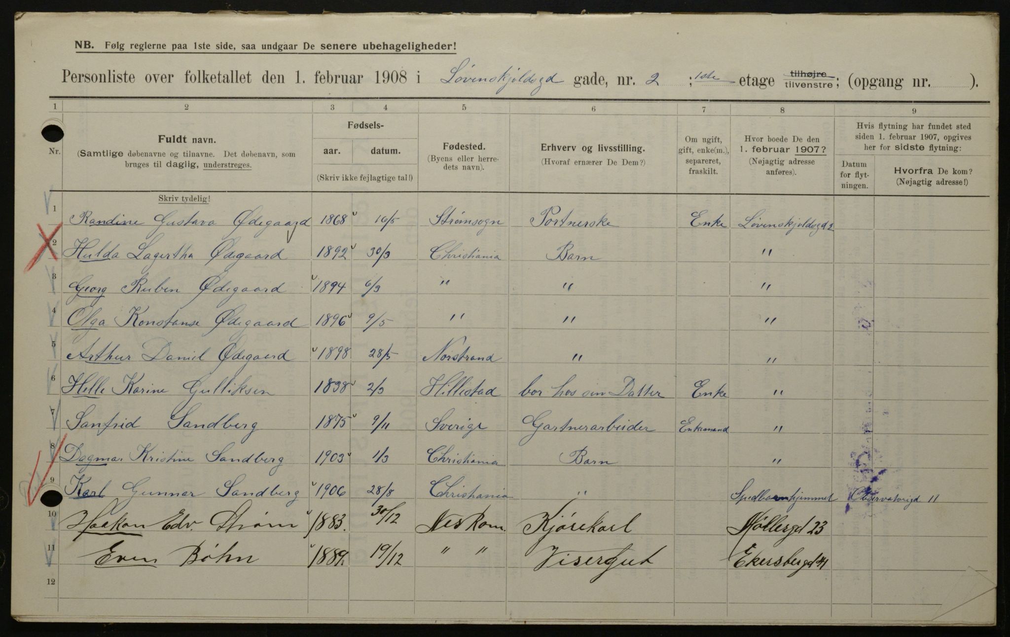 OBA, Municipal Census 1908 for Kristiania, 1908, p. 52692