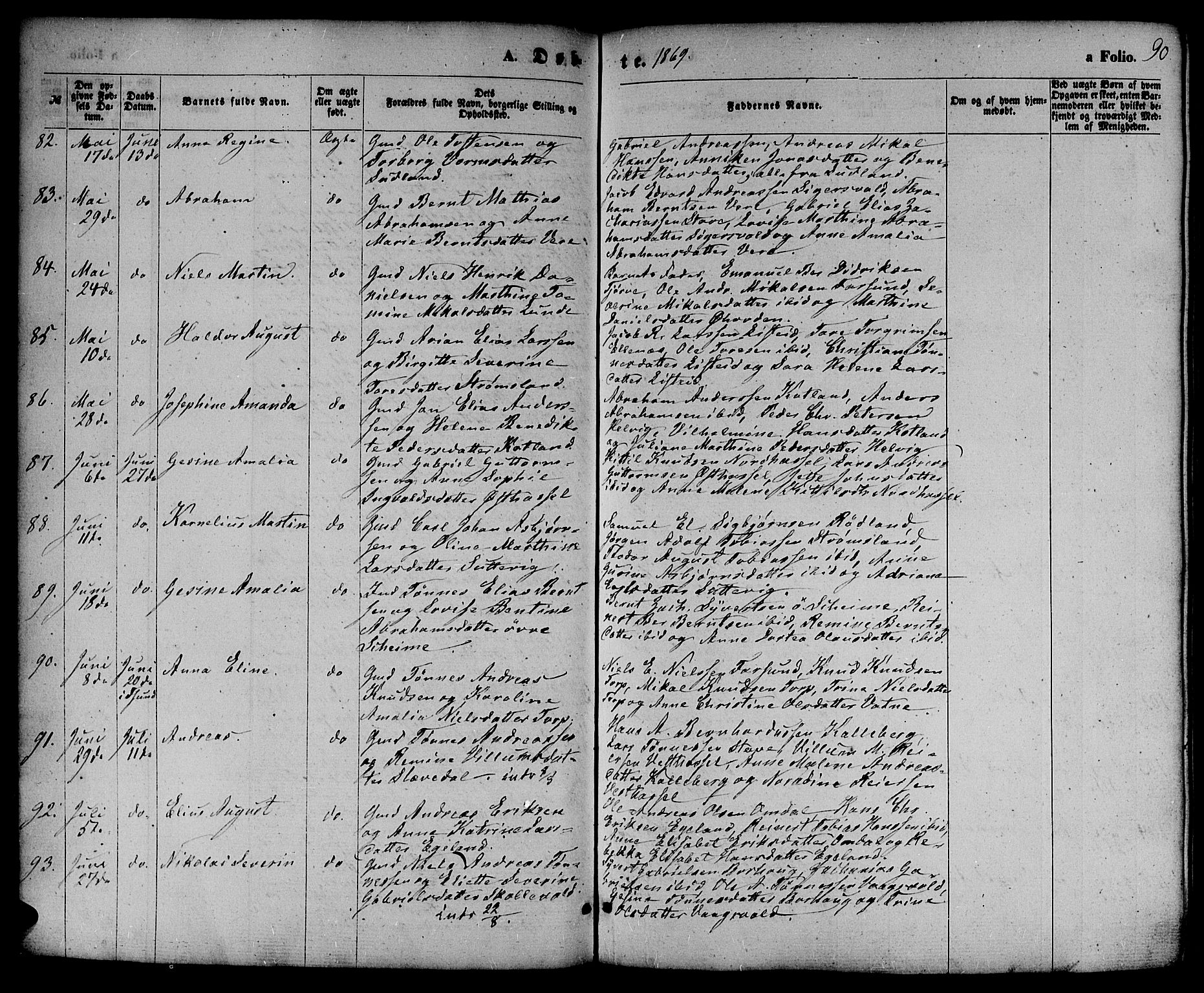 Lista sokneprestkontor, AV/SAK-1111-0027/F/Fb/L0003: Parish register (copy) no. B 3, 1862-1877, p. 90