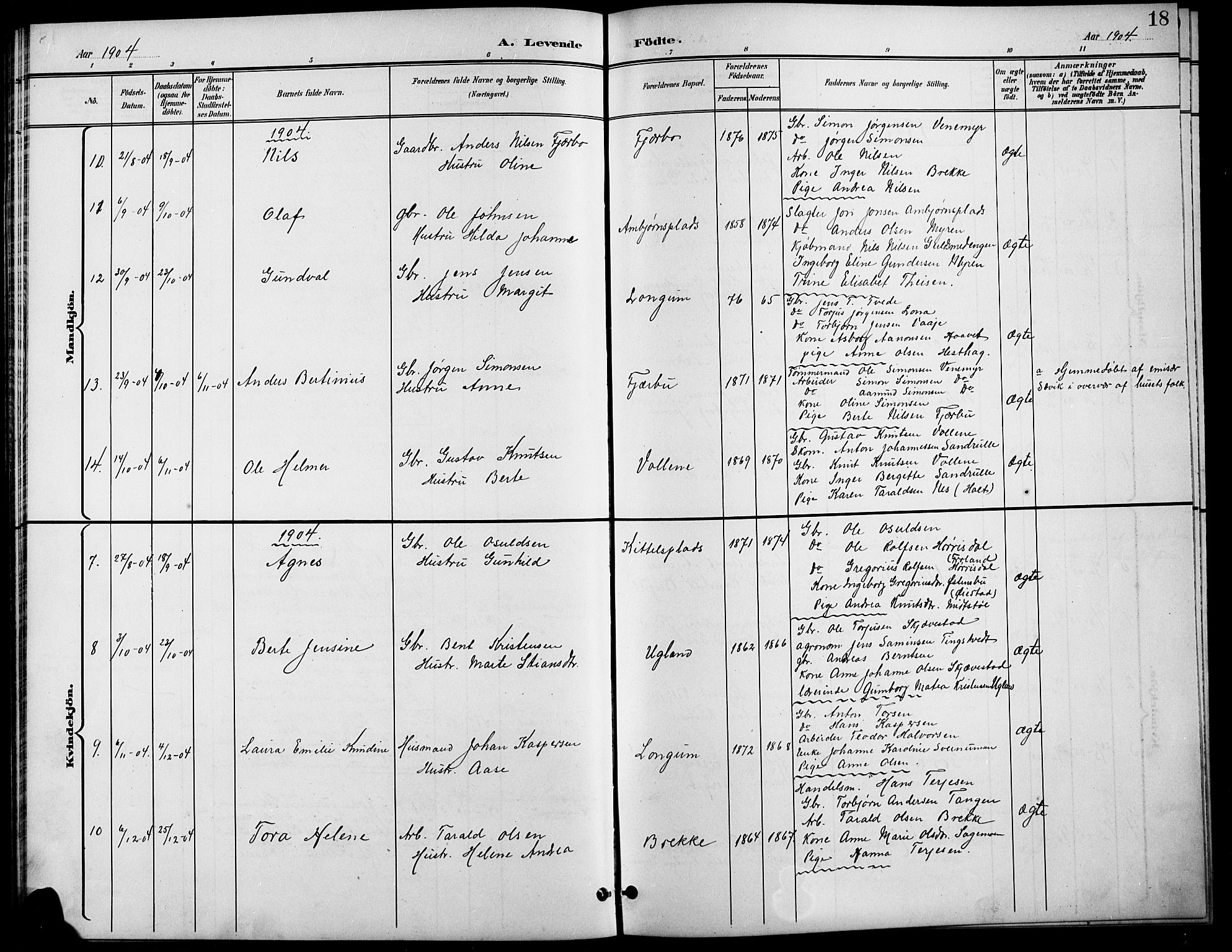 Austre Moland sokneprestkontor, SAK/1111-0001/F/Fb/Fba/L0004: Parish register (copy) no. B 4a, 1897-1913, p. 18