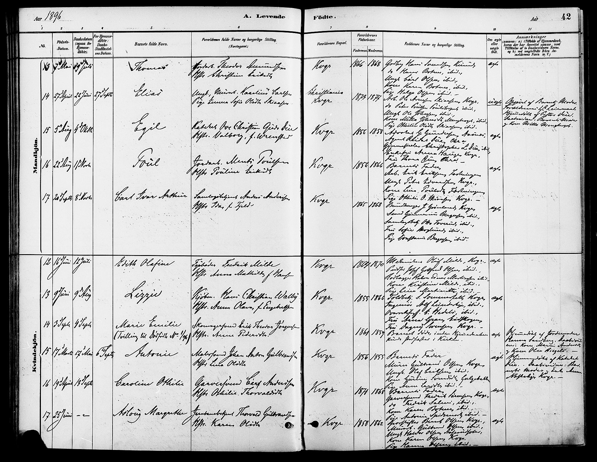 Vinger prestekontor, AV/SAH-PREST-024/H/Ha/Haa/L0013: Parish register (official) no. 13, 1881-1897, p. 42