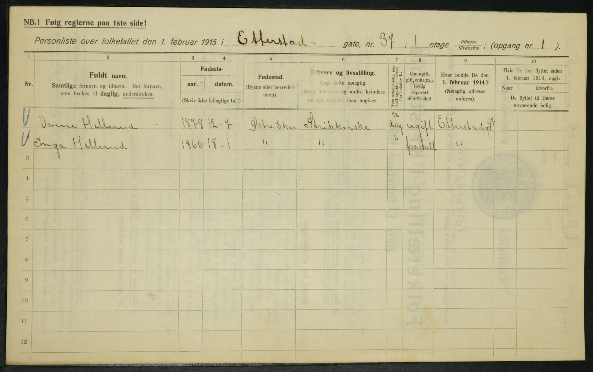 OBA, Municipal Census 1915 for Kristiania, 1915, p. 22183