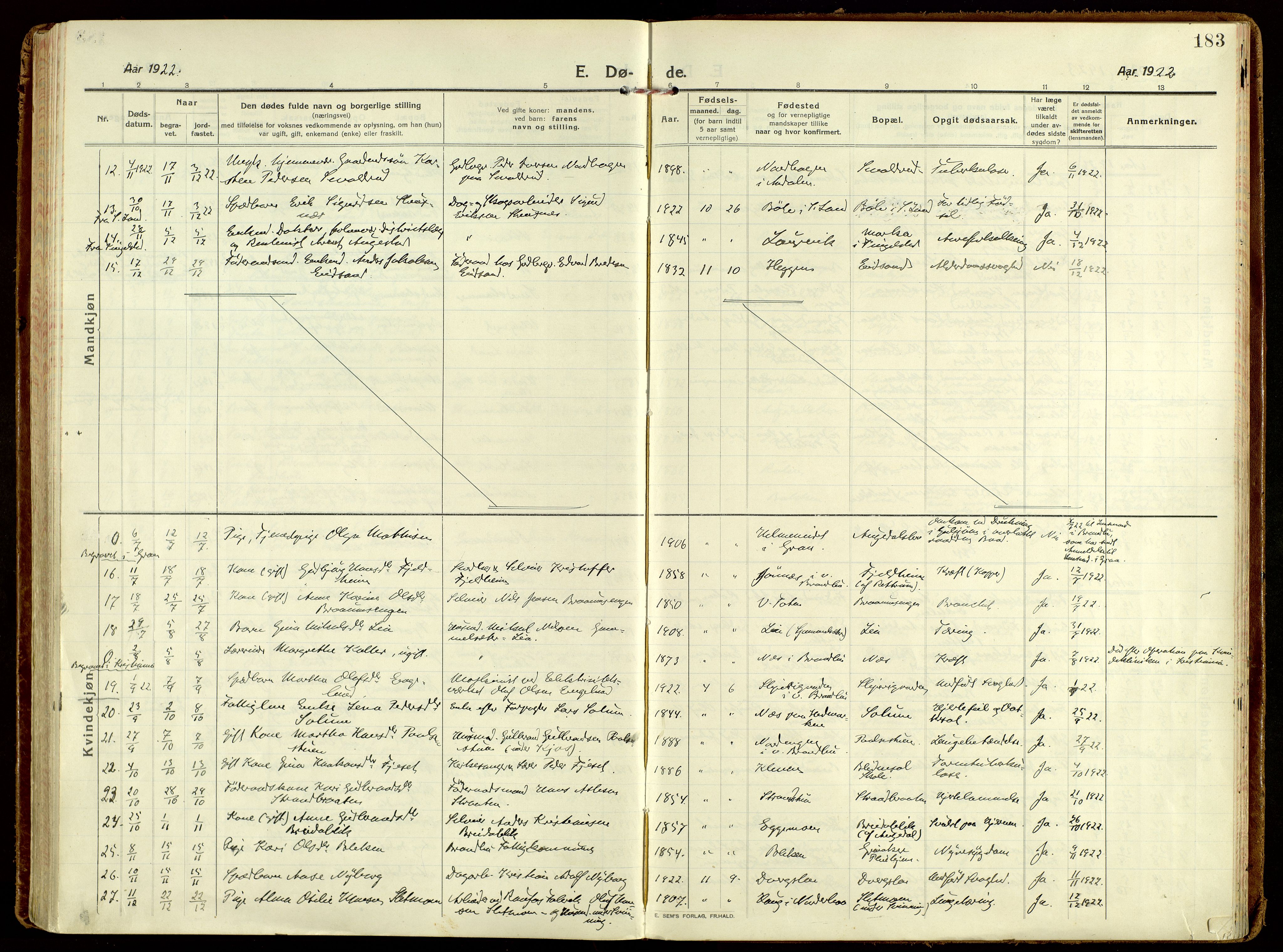 Brandbu prestekontor, SAH/PREST-114/H/Ha/Haa/L0004: Parish register (official) no. 4, 1913-1923, p. 183