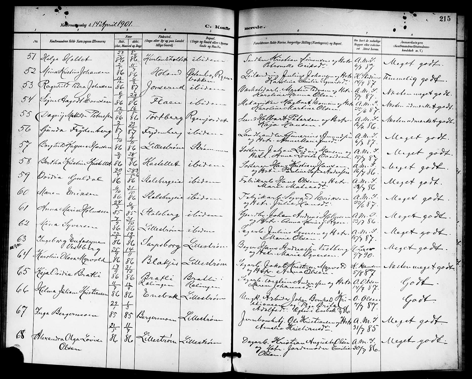 Skedsmo prestekontor Kirkebøker, AV/SAO-A-10033a/G/Ga/L0005a: Parish register (copy) no. I 5A, 1896-1901, p. 215