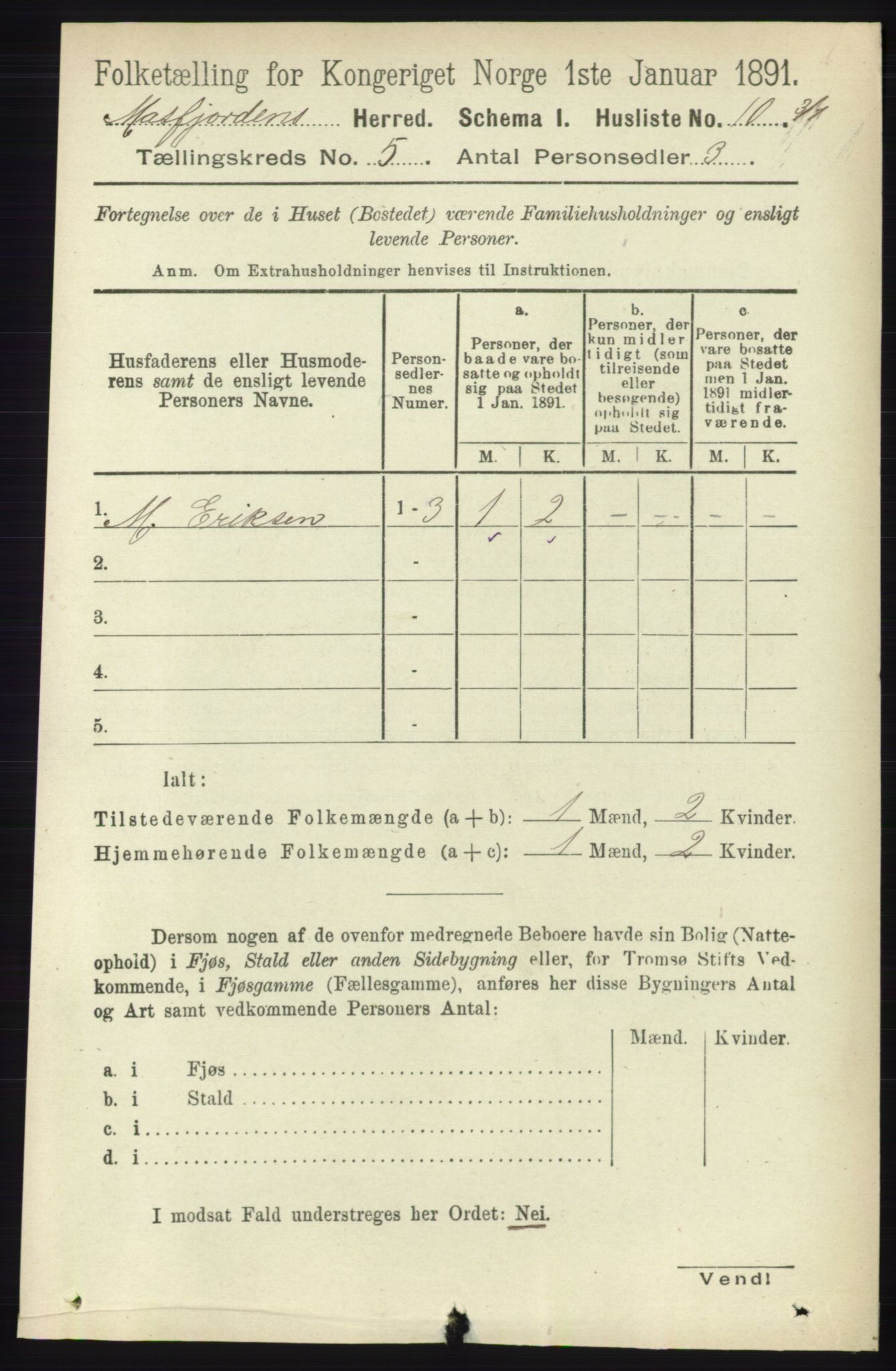 RA, 1891 census for 1266 Masfjorden, 1891, p. 852