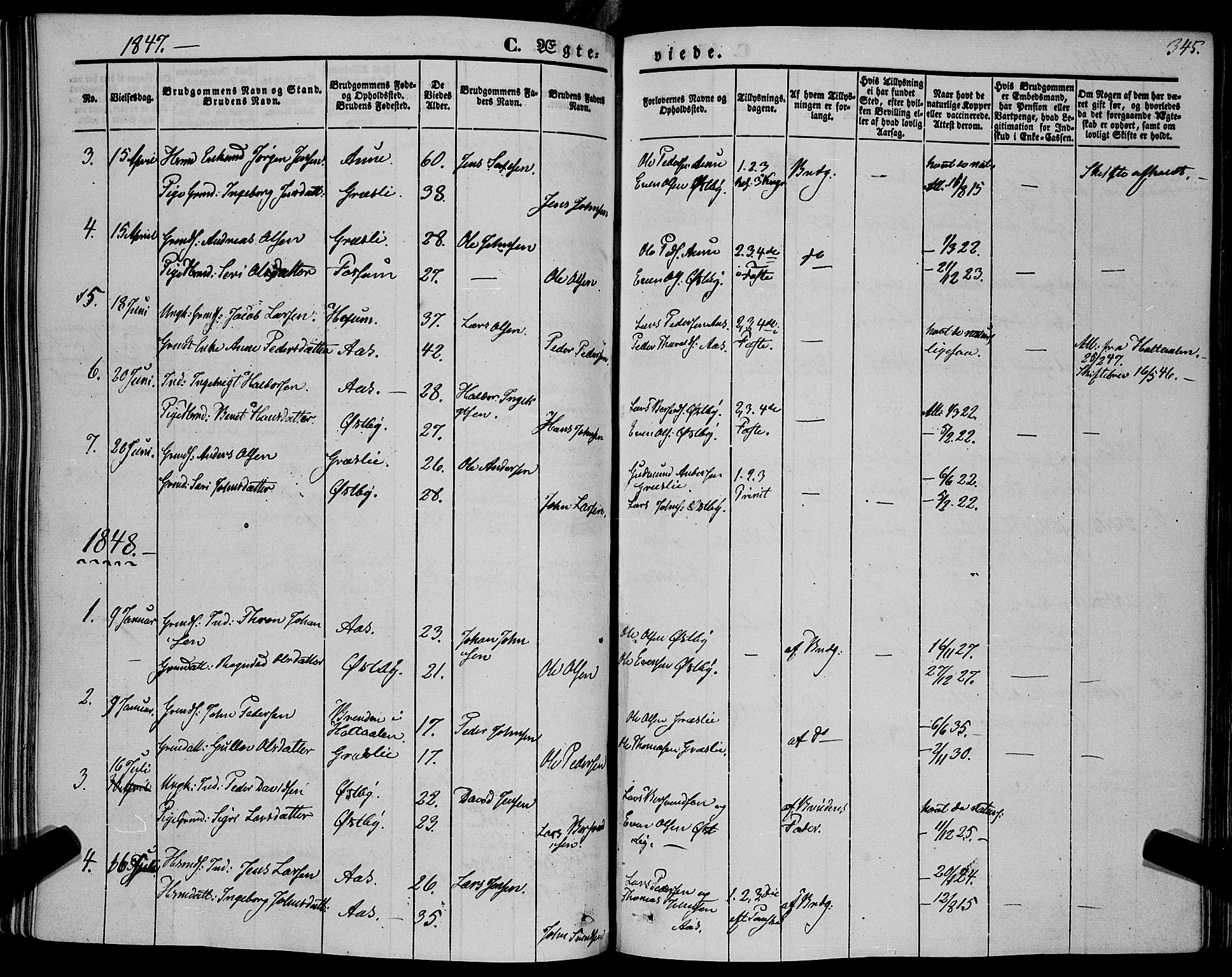 Ministerialprotokoller, klokkerbøker og fødselsregistre - Sør-Trøndelag, SAT/A-1456/695/L1146: Parish register (official) no. 695A06 /2, 1843-1859, p. 345