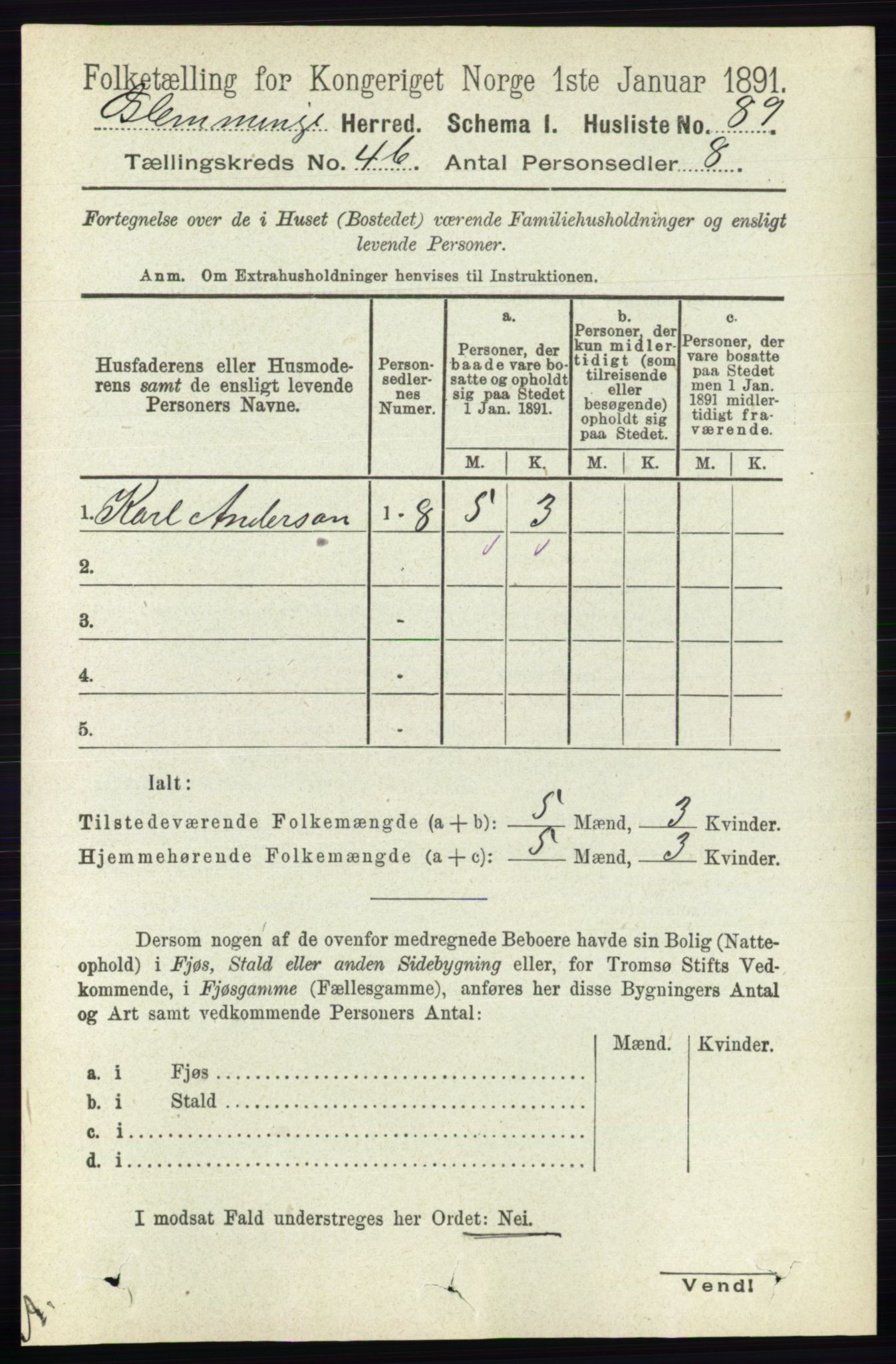 RA, 1891 census for 0132 Glemmen, 1891, p. 4822