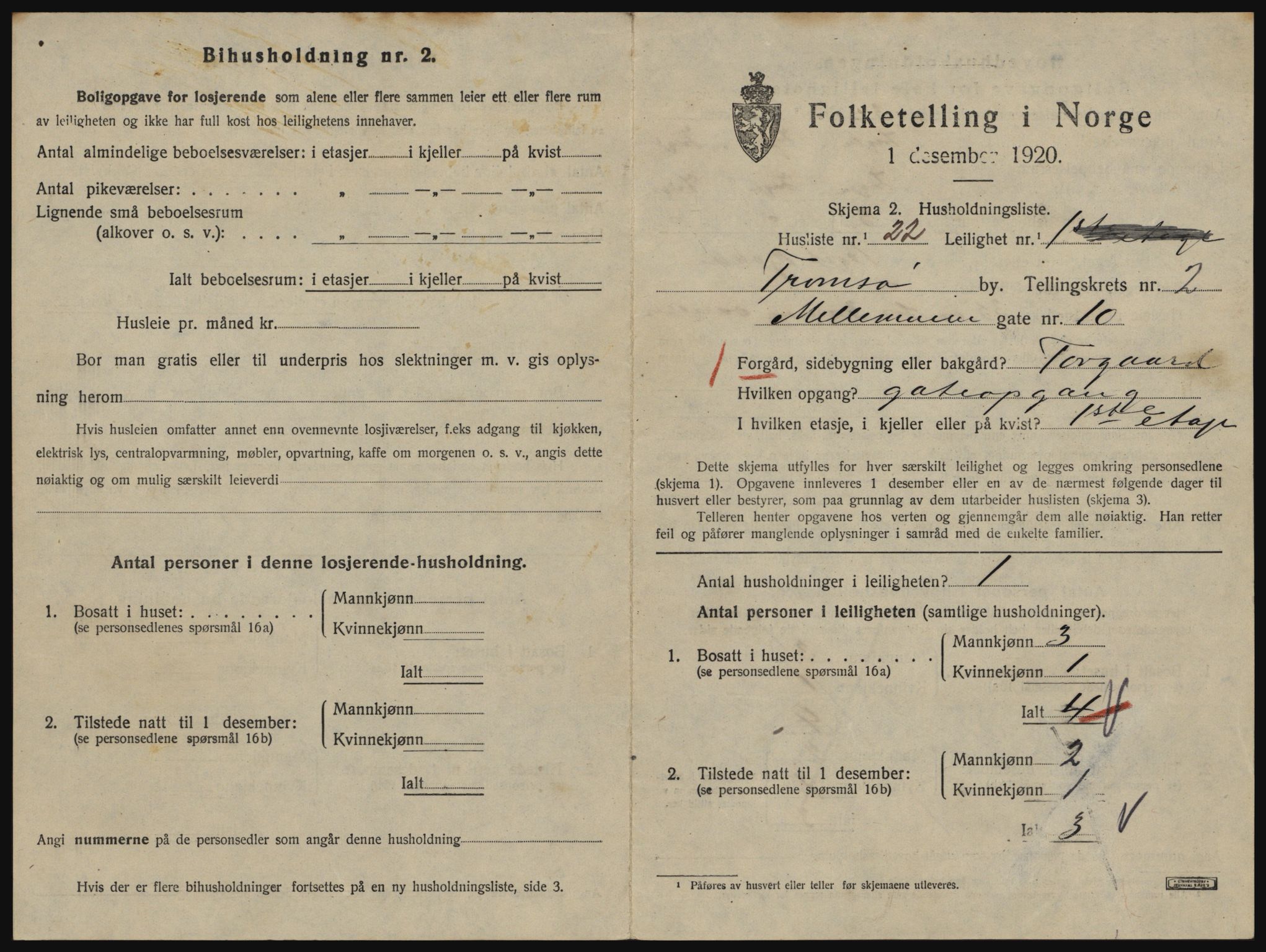 SATØ, 1920 census for Tromsø, 1920, p. 2885