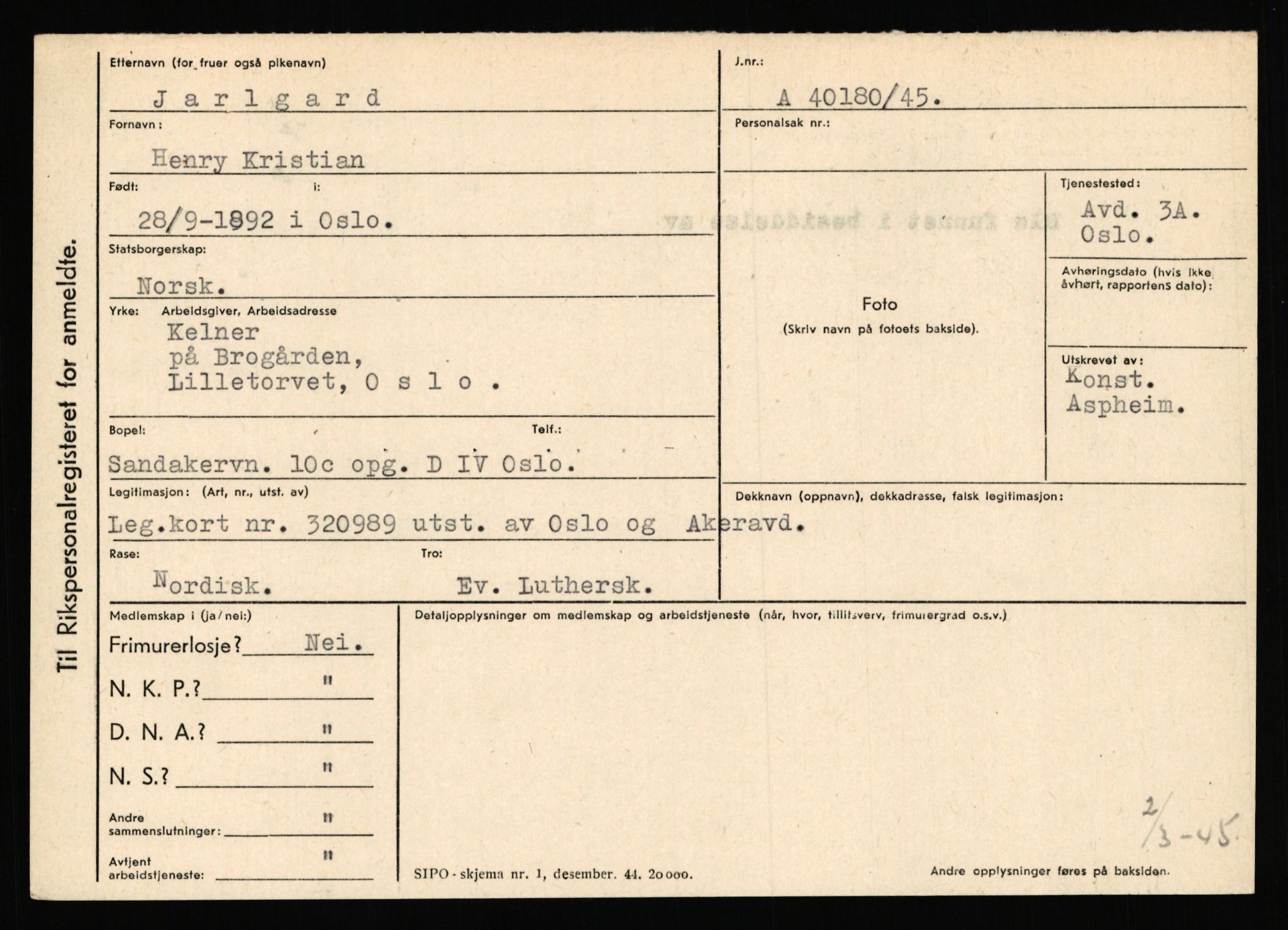 Statspolitiet - Hovedkontoret / Osloavdelingen, AV/RA-S-1329/C/Ca/L0007: Hol - Joelsen, 1943-1945, p. 3506