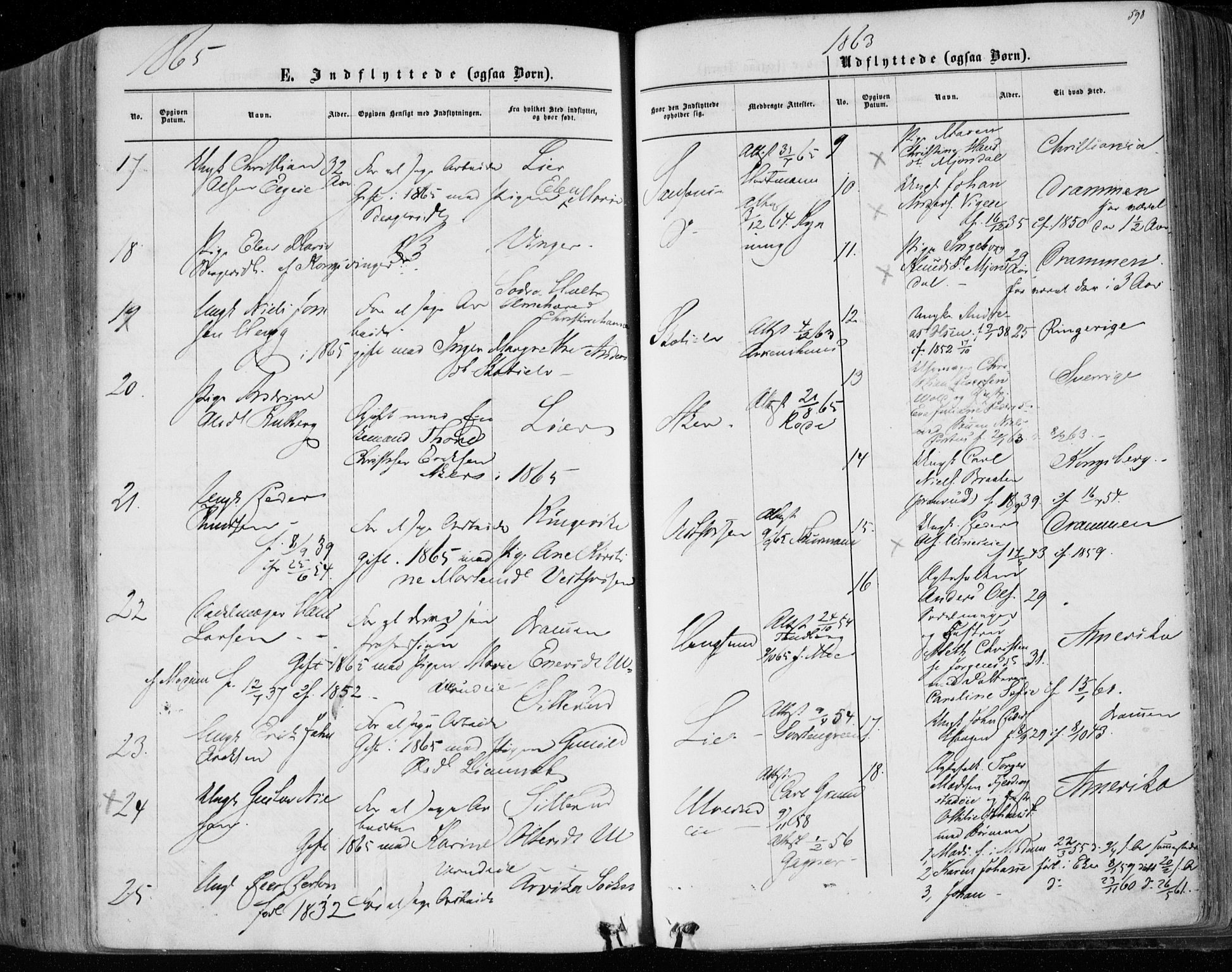 Eiker kirkebøker, SAKO/A-4/F/Fa/L0016: Parish register (official) no. I 16, 1860-1868, p. 598