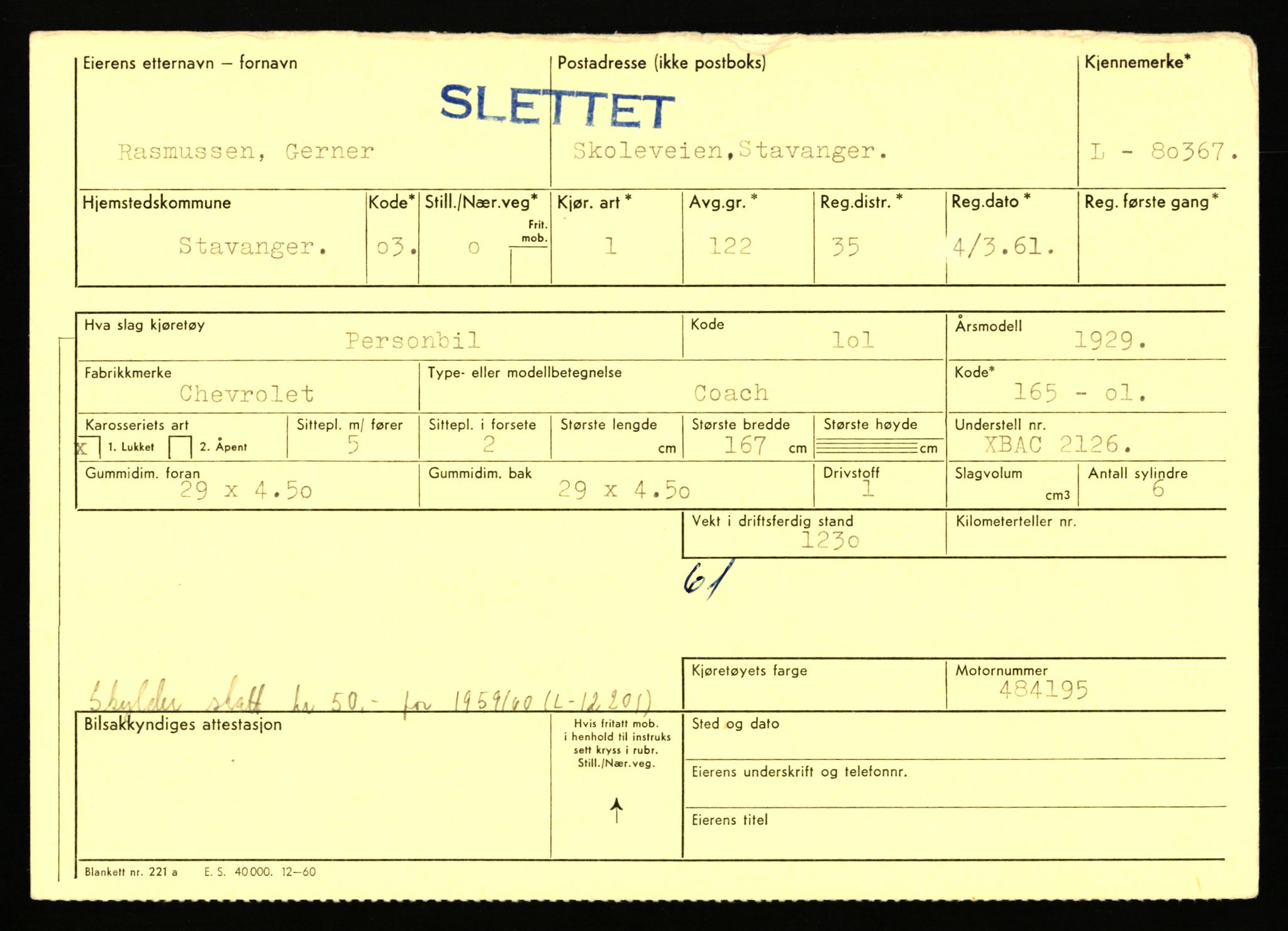 Stavanger trafikkstasjon, AV/SAST-A-101942/0/F/L0070: L-78800 - L-80499, 1930-1971, p. 2418