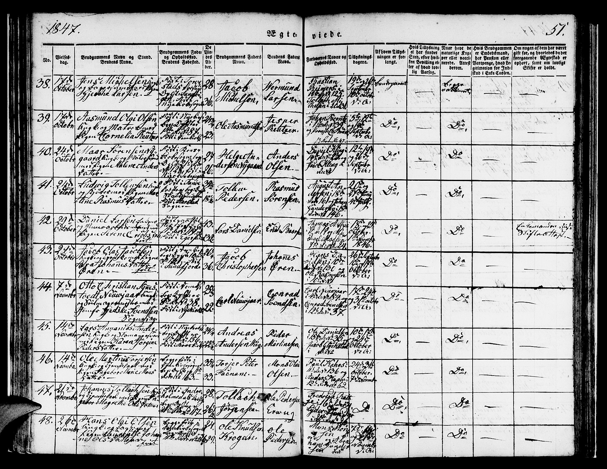 Domkirken sokneprestembete, AV/SAB-A-74801/H/Hab/L0029: Parish register (copy) no. D 1, 1839-1857, p. 51