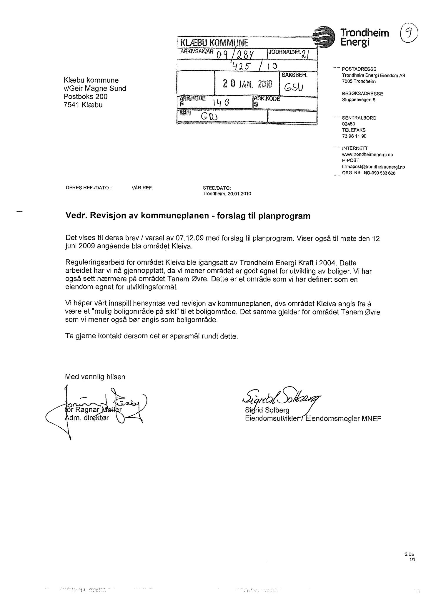 Klæbu Kommune, TRKO/KK/02-FS/L003: Formannsskapet - Møtedokumenter, 2010, p. 268