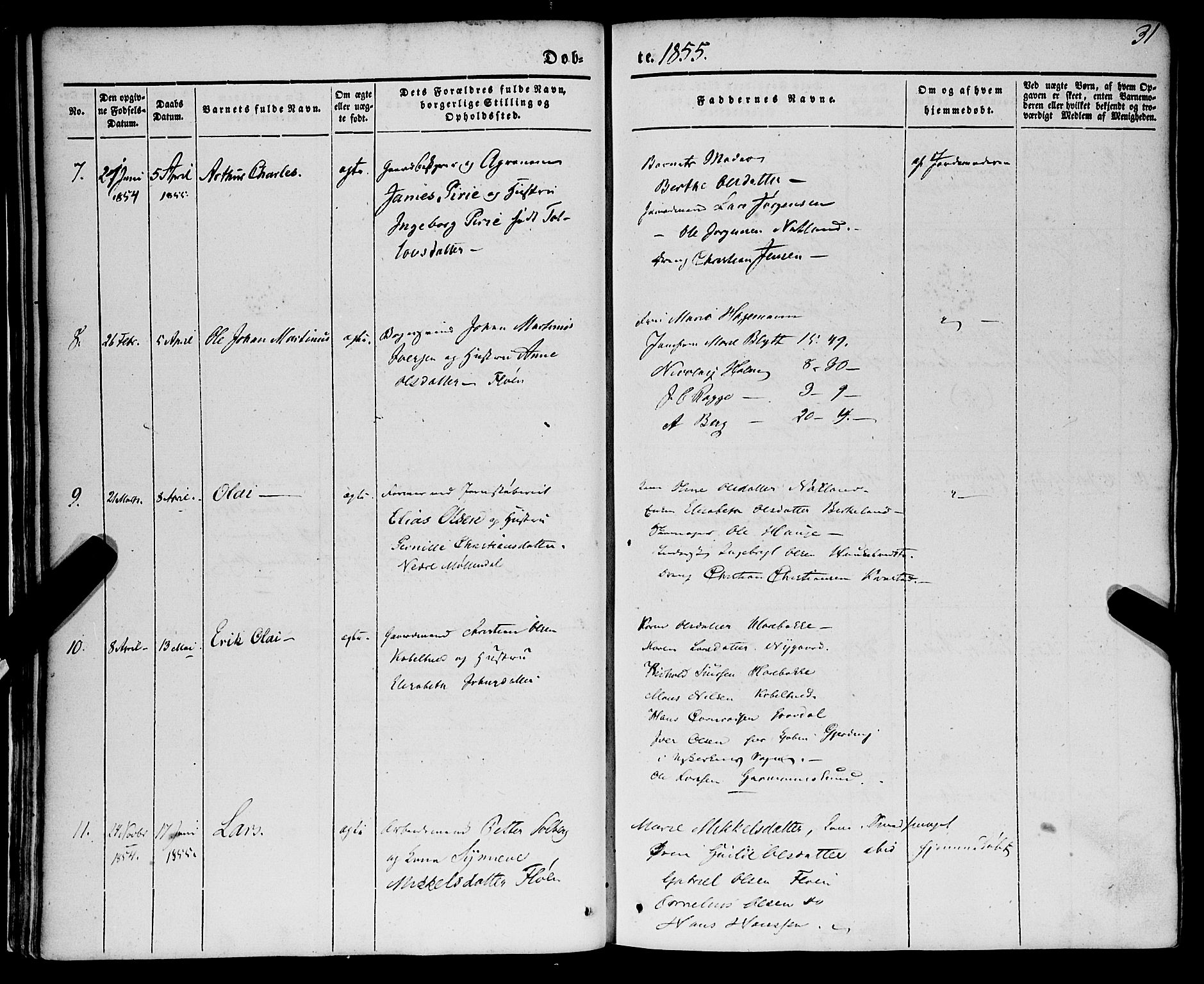 St. Jørgens hospital og Årstad sokneprestembete, AV/SAB-A-99934: Parish register (official) no. A 4, 1844-1863, p. 31