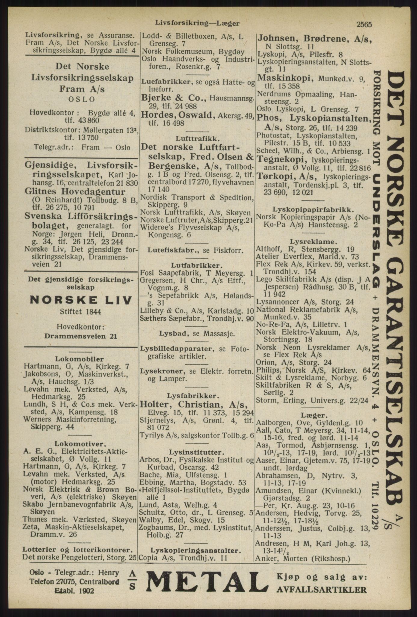 Kristiania/Oslo adressebok, PUBL/-, 1936, p. 2565