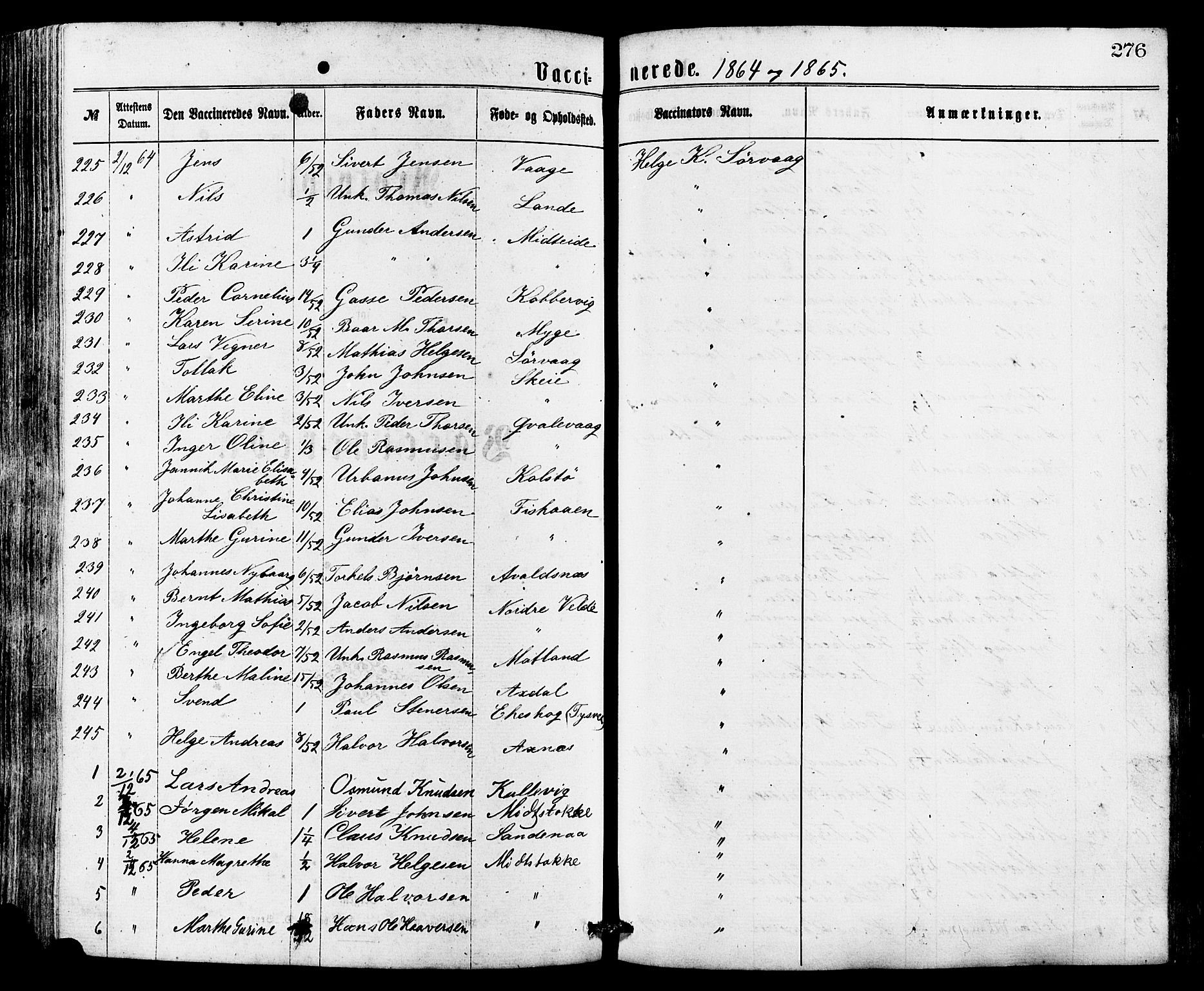 Avaldsnes sokneprestkontor, SAST/A -101851/H/Ha/Haa/L0012: Parish register (official) no. A 12, 1865-1880, p. 276