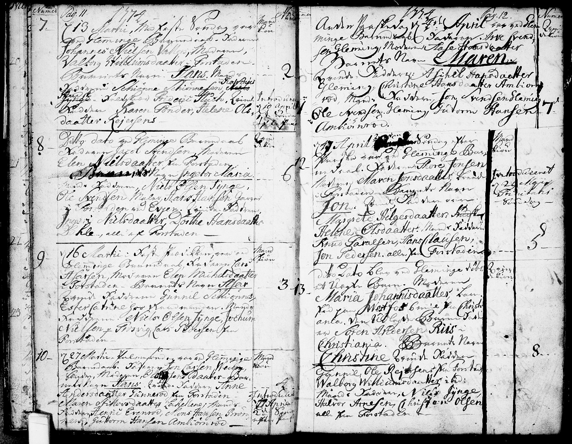 Glemmen prestekontor Kirkebøker, AV/SAO-A-10908/F/Fa/L0002: Parish register (official) no. 2, 1771-1803, p. 11-12