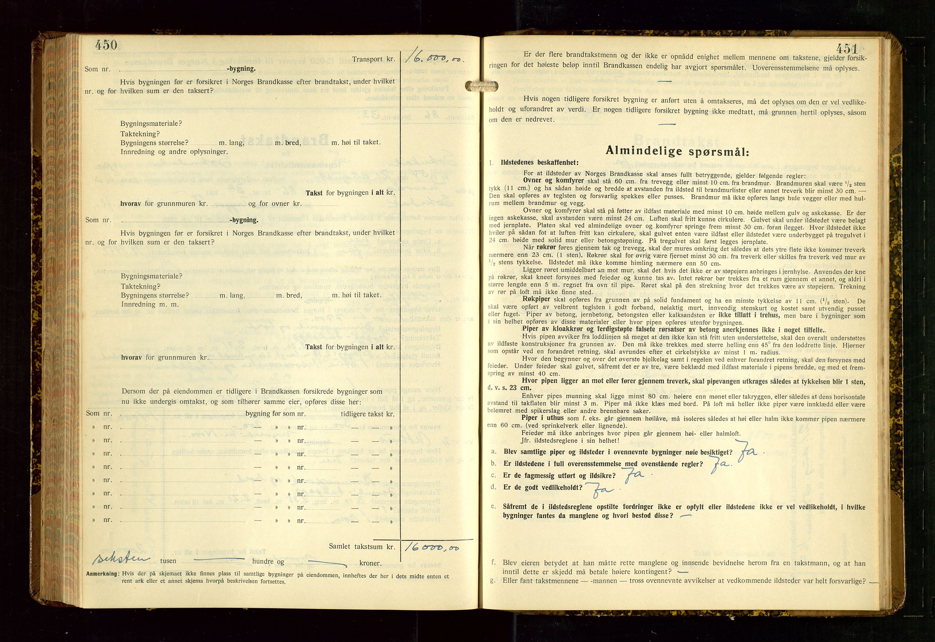 Sokndal lensmannskontor, AV/SAST-A-100417/Gob/L0008: "Brandtakst-Protokoll", 1937-1955, p. 450-451