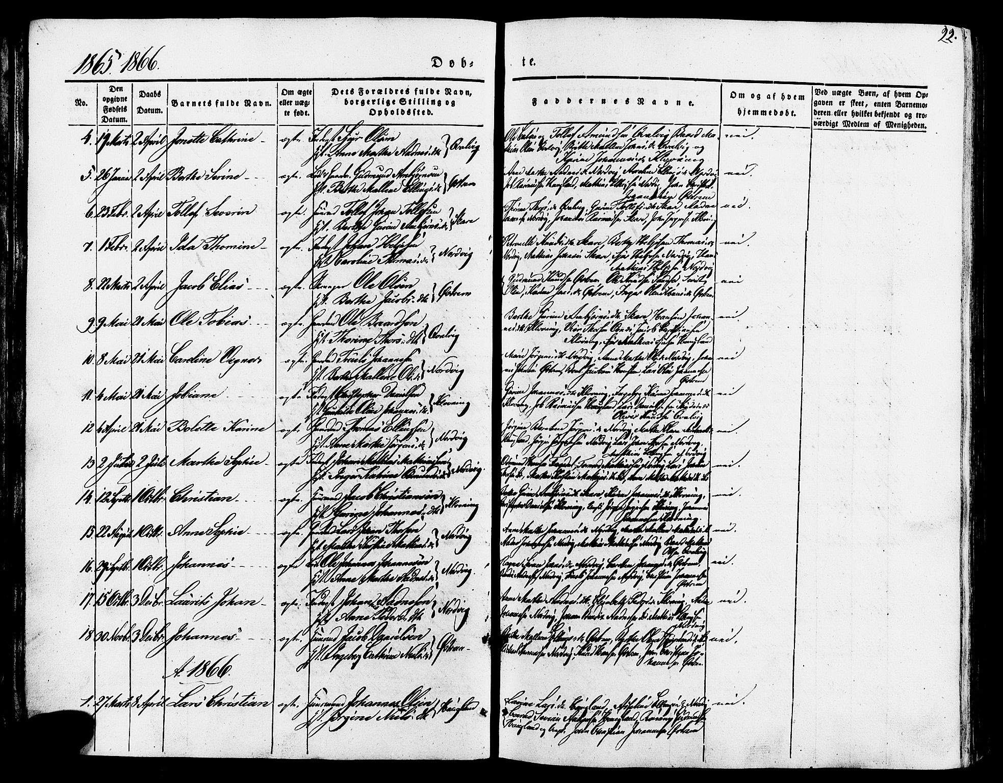 Torvastad sokneprestkontor, SAST/A -101857/H/Ha/Haa/L0007: Parish register (official) no. A 7, 1838-1882, p. 22