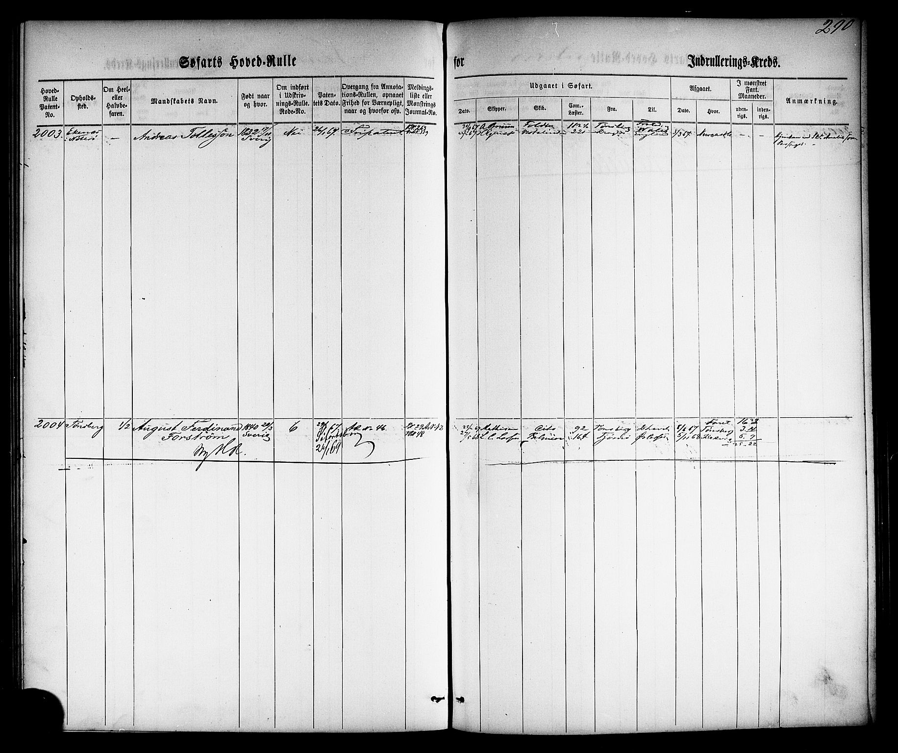 Tønsberg innrulleringskontor, SAKO/A-786/F/Fc/Fca/L0002: Hovedrulle Patent nr. 1429-2133, 1861-1868, p. 330