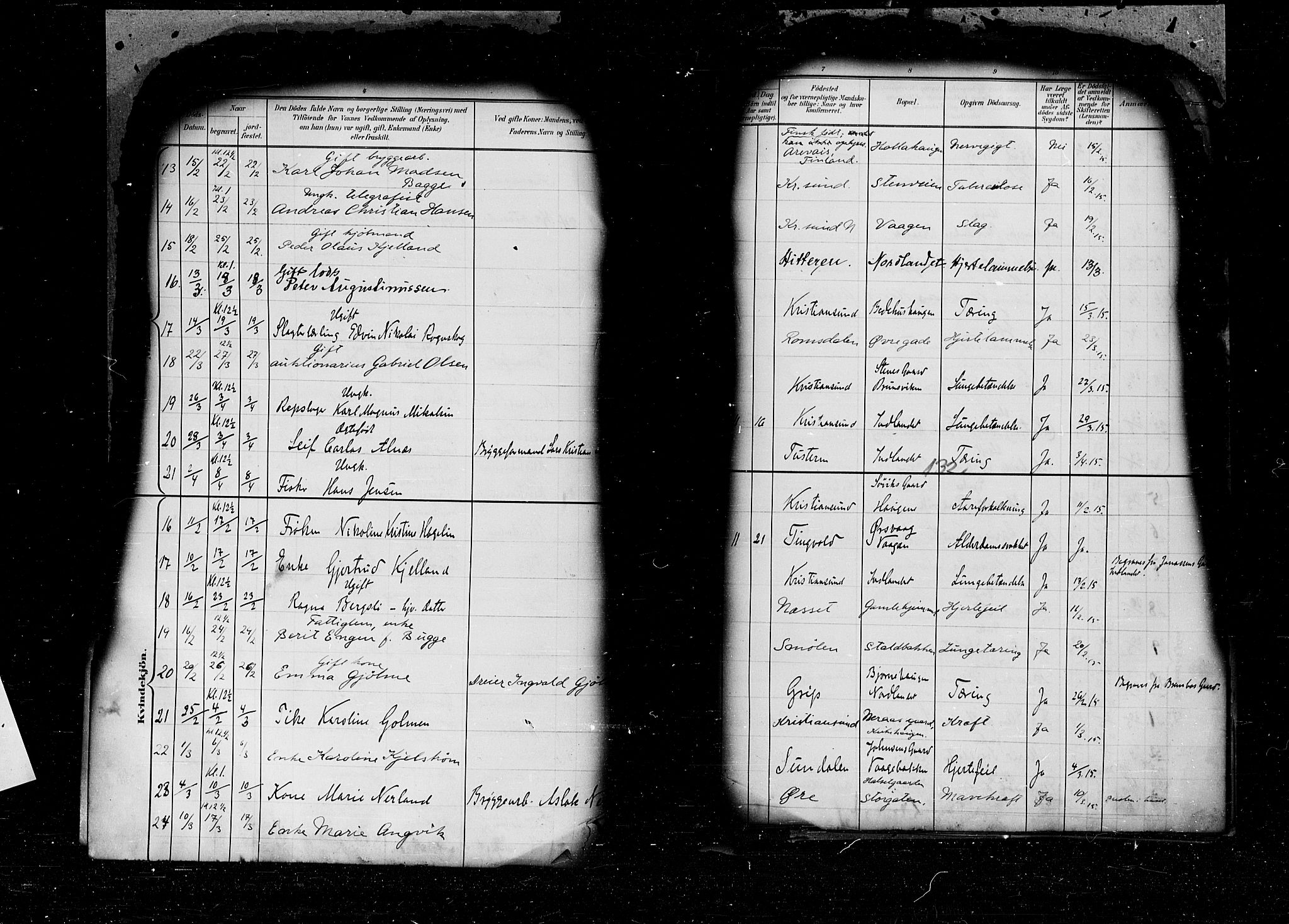 Kristiansund sokneprestkontor, AV/SAT-A-1068/1/I/I1: Parish register (official) no. 6e, 1901-1916, p. 132