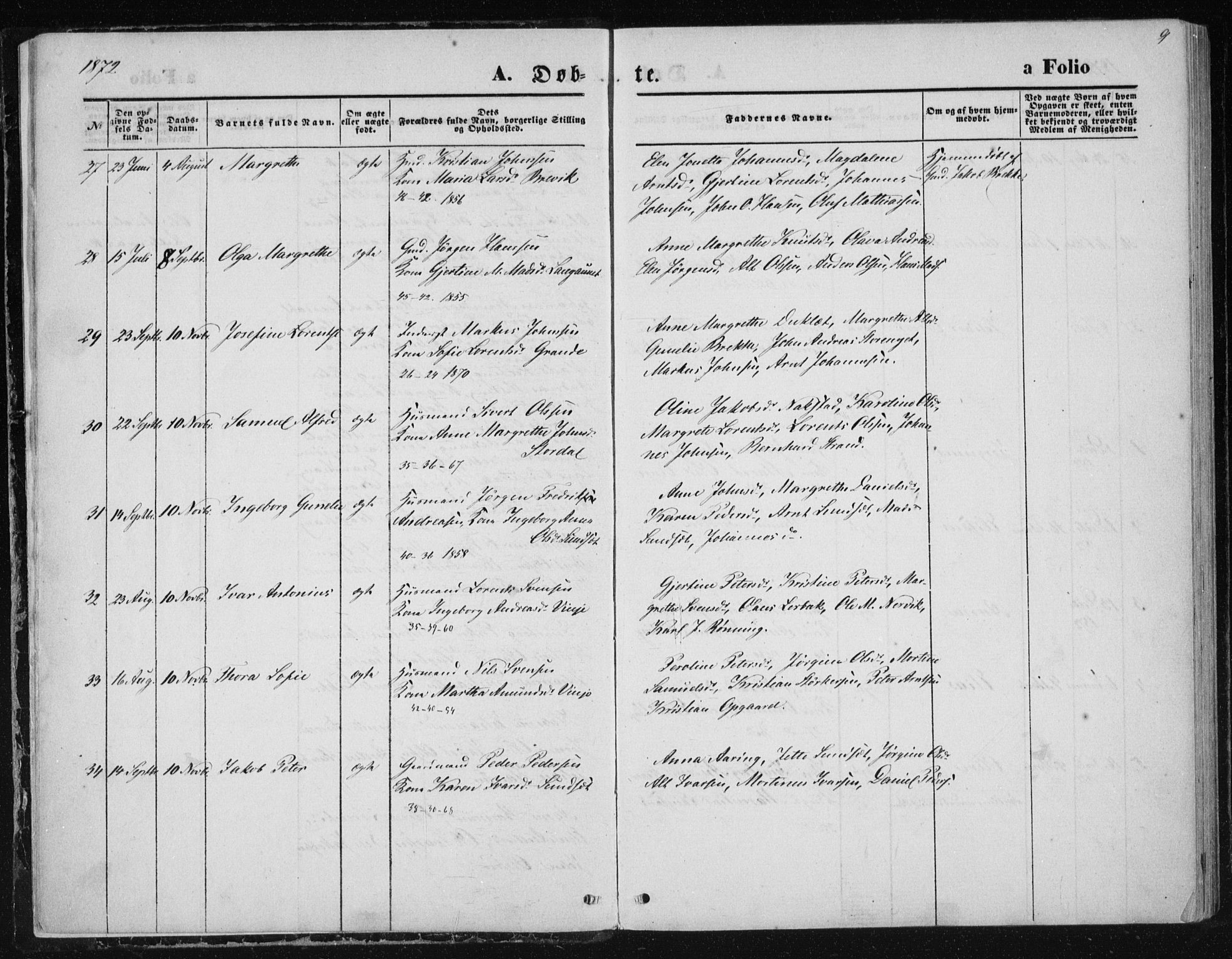 Ministerialprotokoller, klokkerbøker og fødselsregistre - Nord-Trøndelag, SAT/A-1458/733/L0324: Parish register (official) no. 733A03, 1870-1883, p. 9