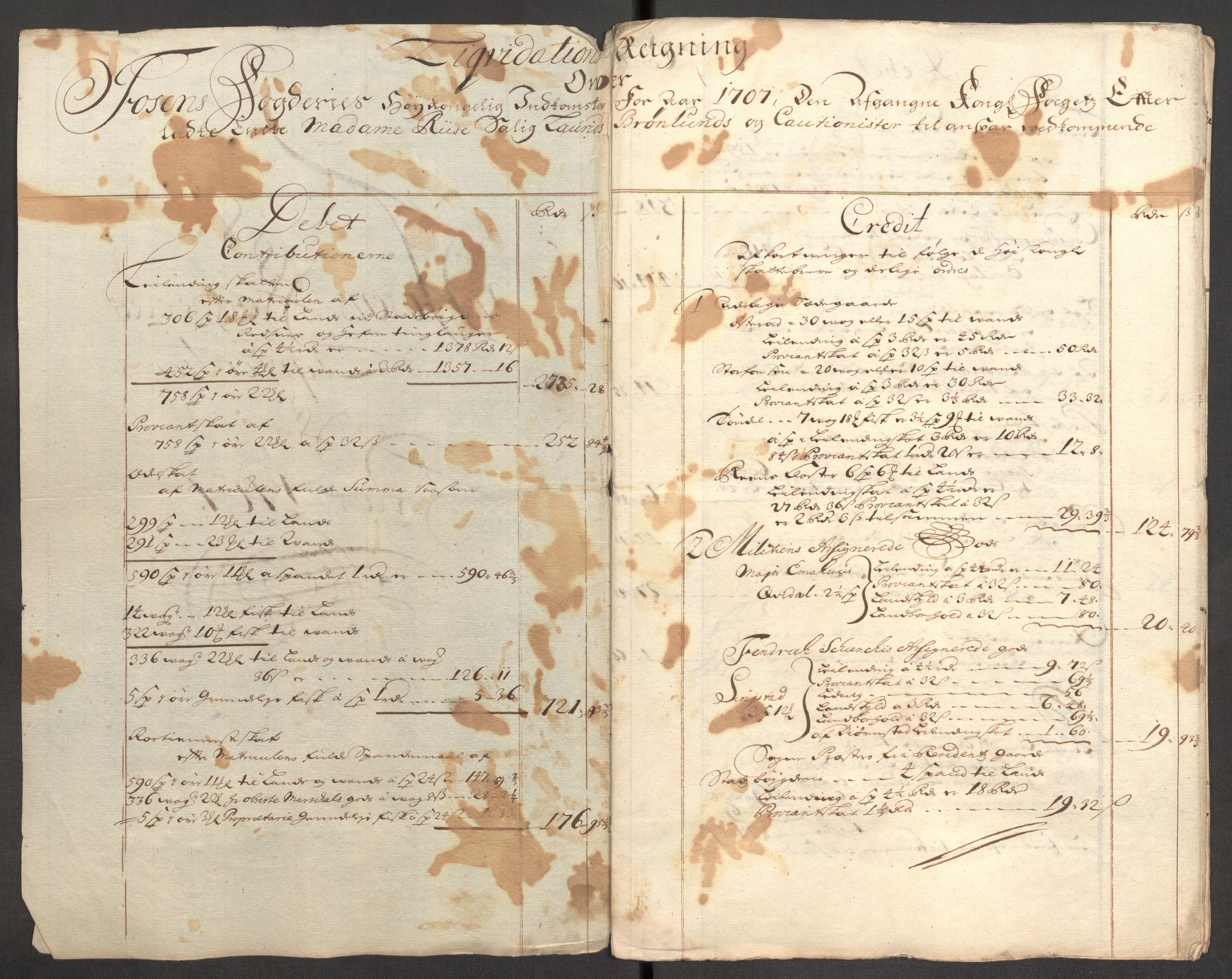 Rentekammeret inntil 1814, Reviderte regnskaper, Fogderegnskap, AV/RA-EA-4092/R57/L3857: Fogderegnskap Fosen, 1706-1707, p. 291