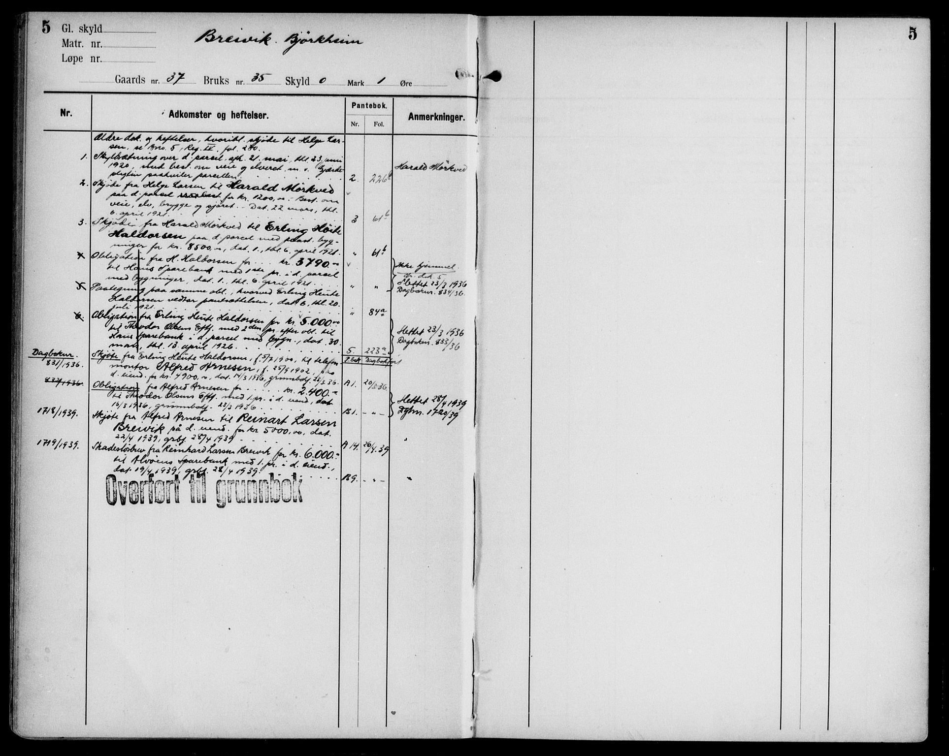 Midhordland sorenskriveri, AV/SAB-A-3001/1/G/Ga/Gab/L0108: Mortgage register no. II.A.b.108, p. 5