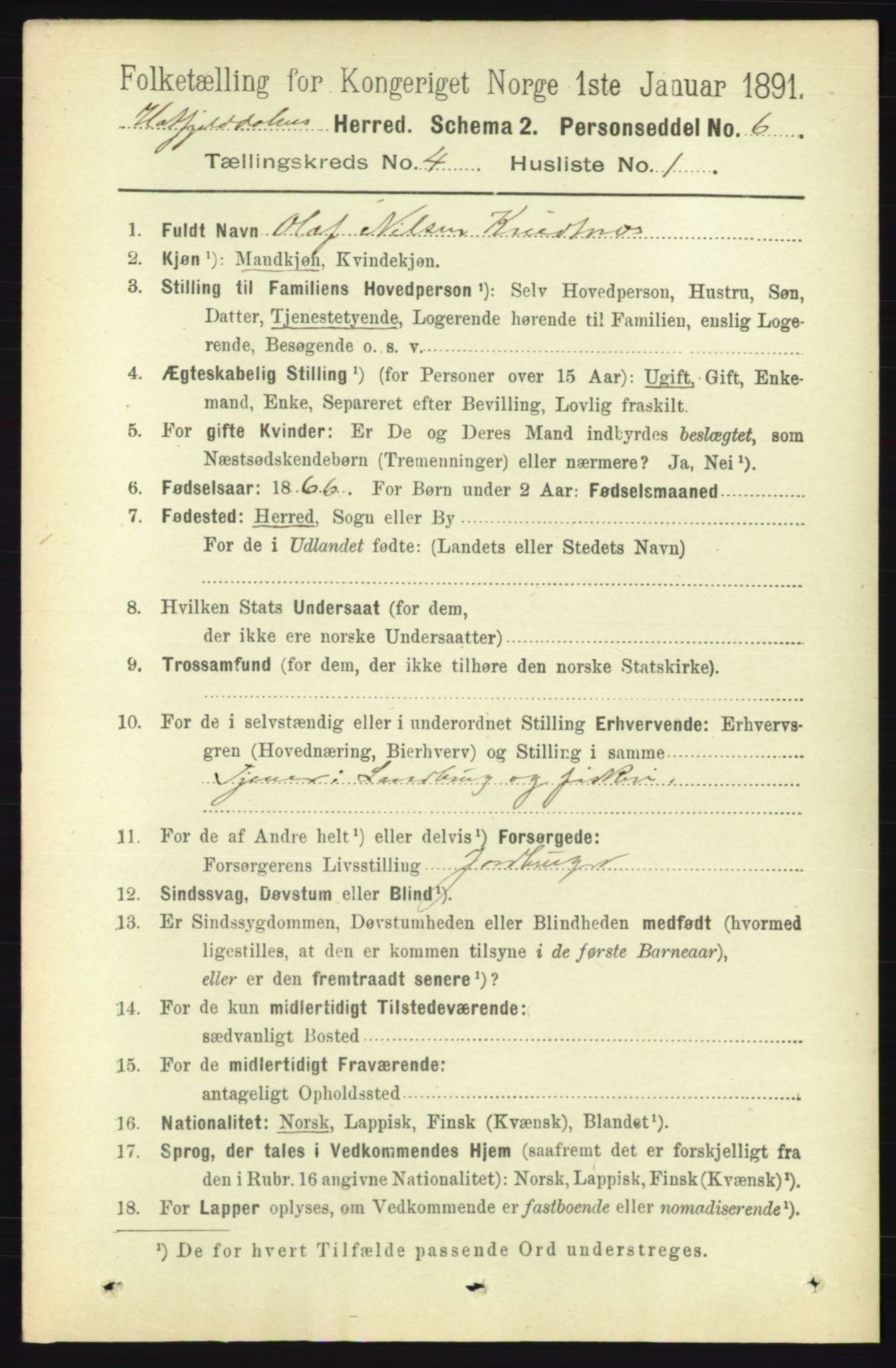 RA, 1891 census for 1826 Hattfjelldal, 1891, p. 923