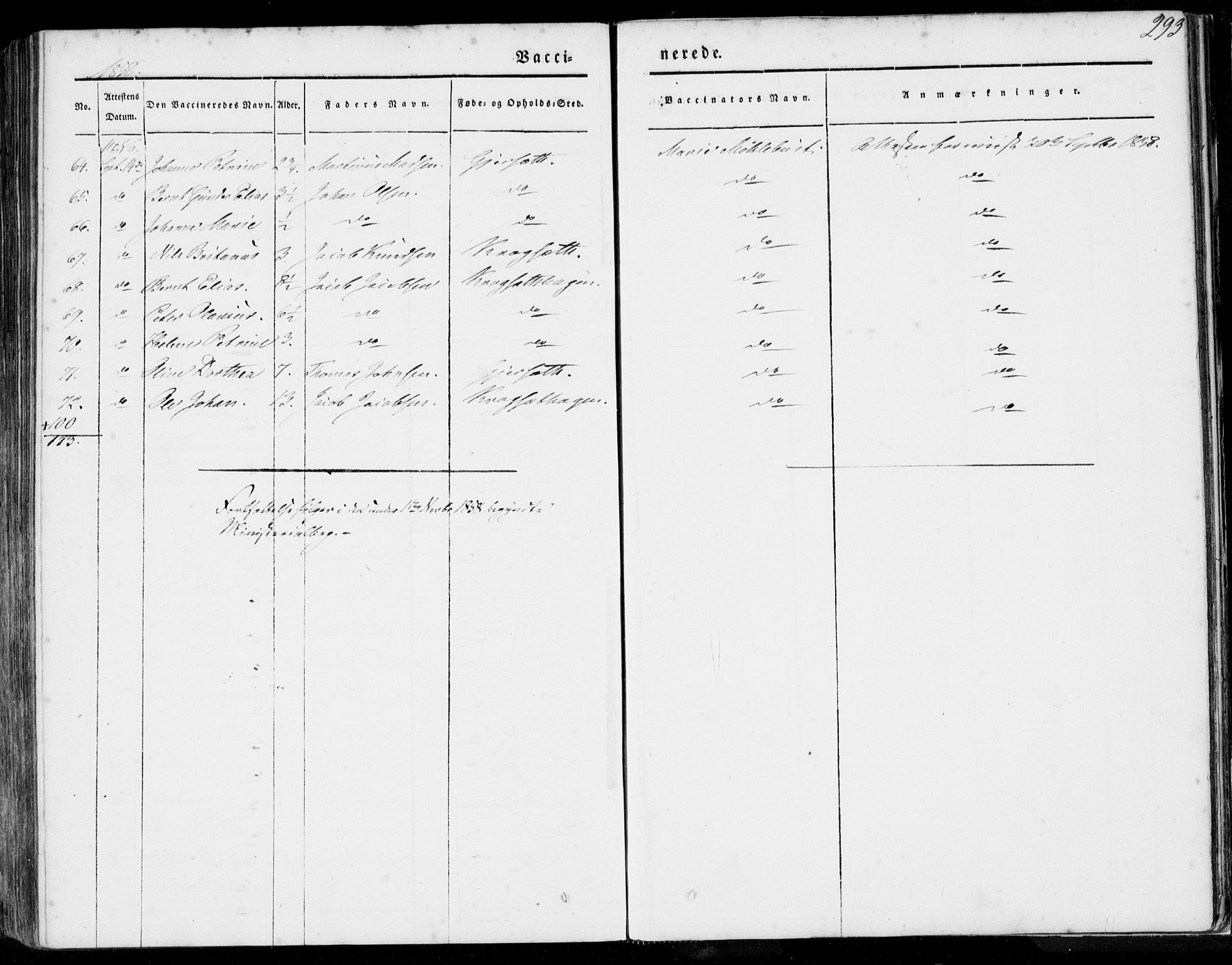 Ministerialprotokoller, klokkerbøker og fødselsregistre - Møre og Romsdal, AV/SAT-A-1454/528/L0396: Parish register (official) no. 528A07, 1839-1847, p. 293