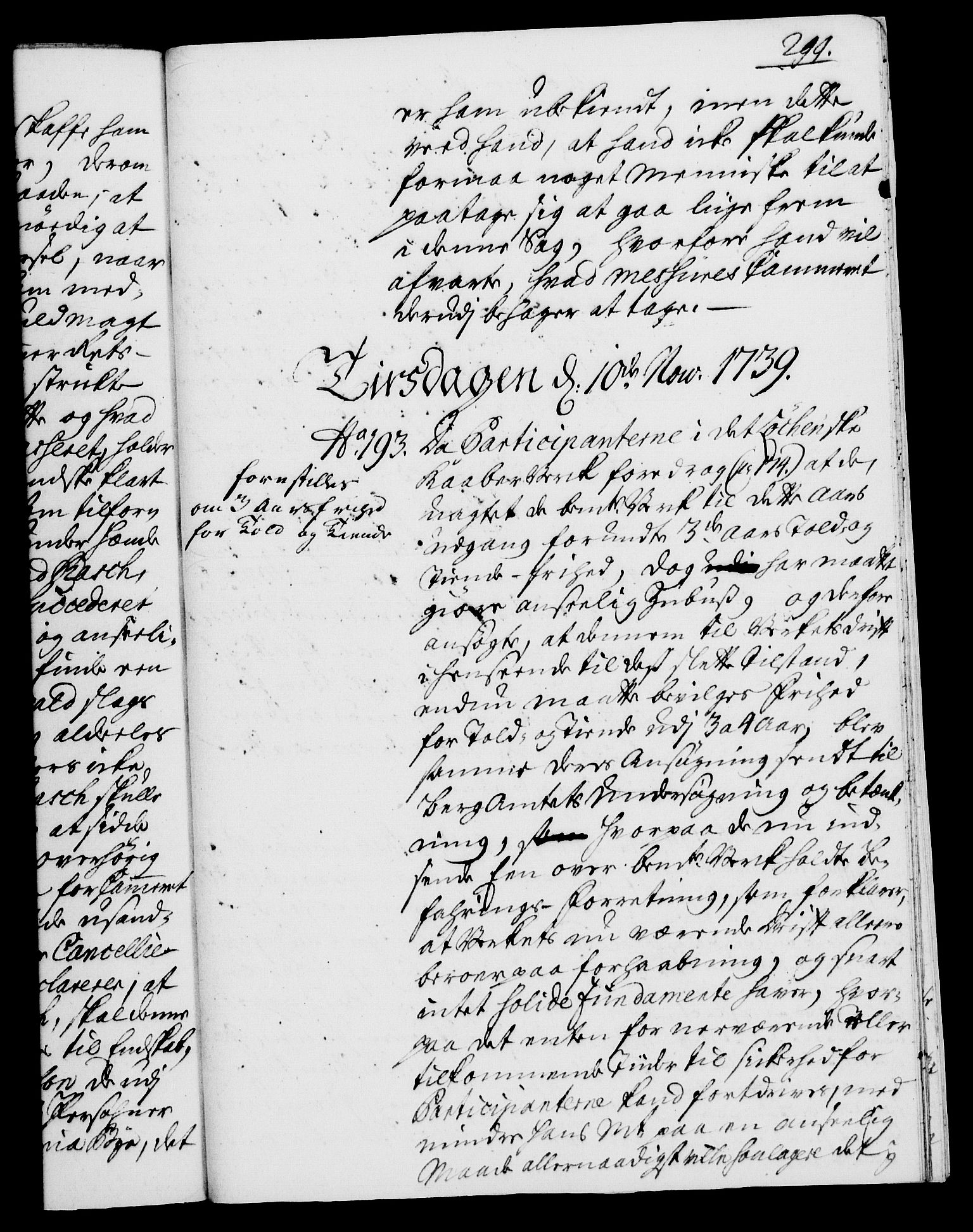 Rentekammeret, Kammerkanselliet, AV/RA-EA-3111/G/Gh/Gha/L0021: Norsk ekstraktmemorialprotokoll (merket RK 53.66), 1739, p. 299