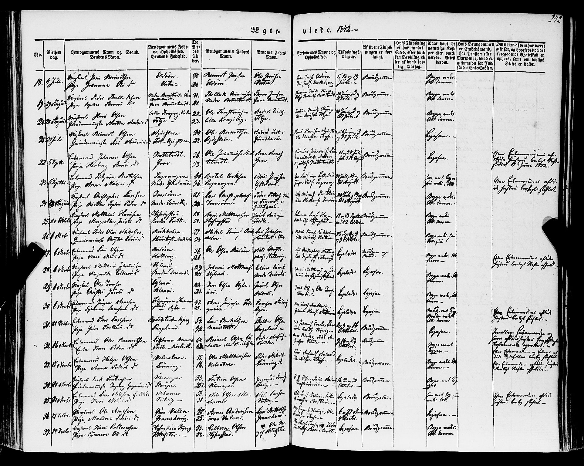 Stord sokneprestembete, SAB/A-78201/H/Haa: Parish register (official) no. A 7, 1841-1861, p. 242