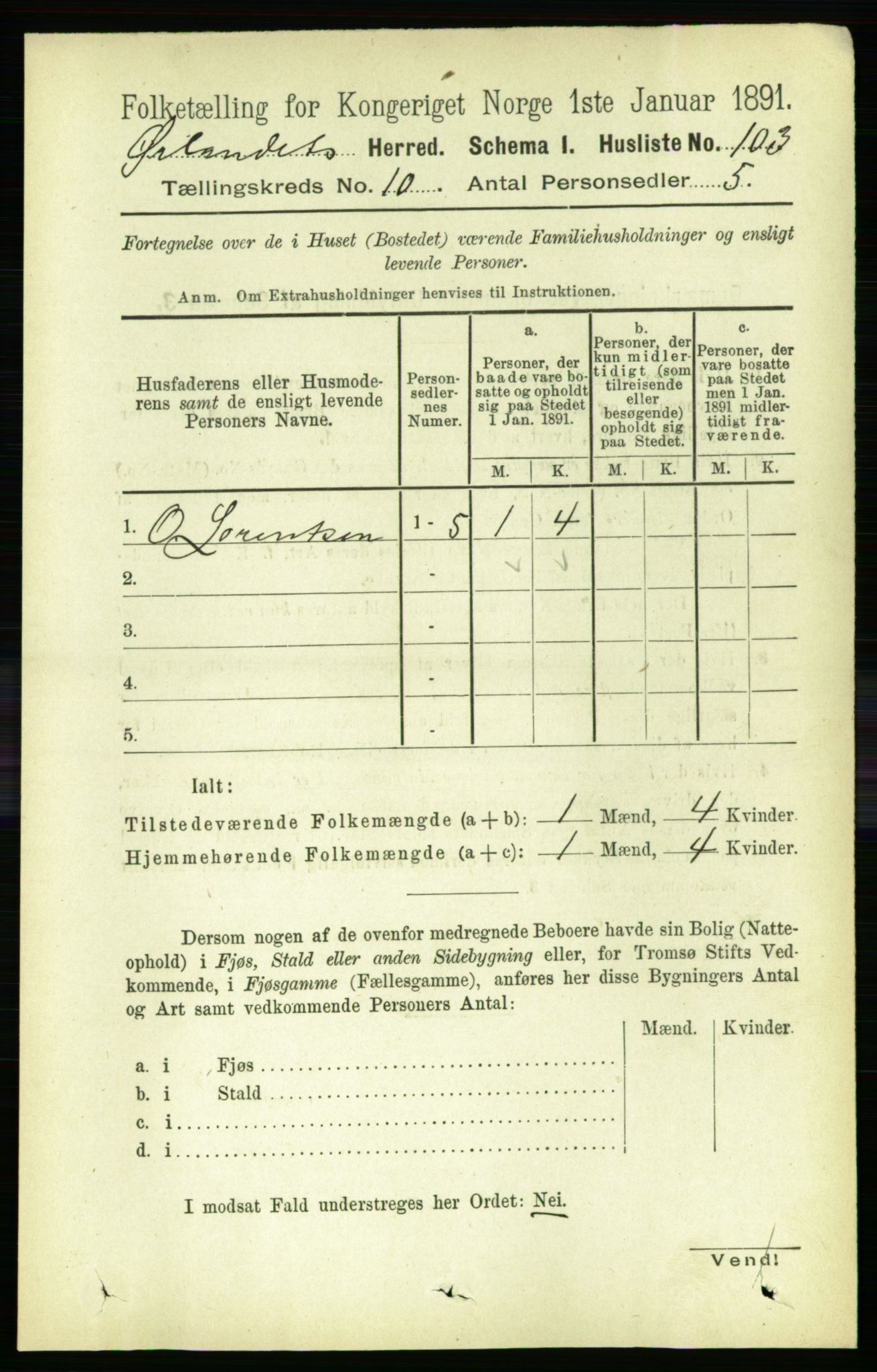 RA, 1891 census for 1621 Ørland, 1891, p. 4205