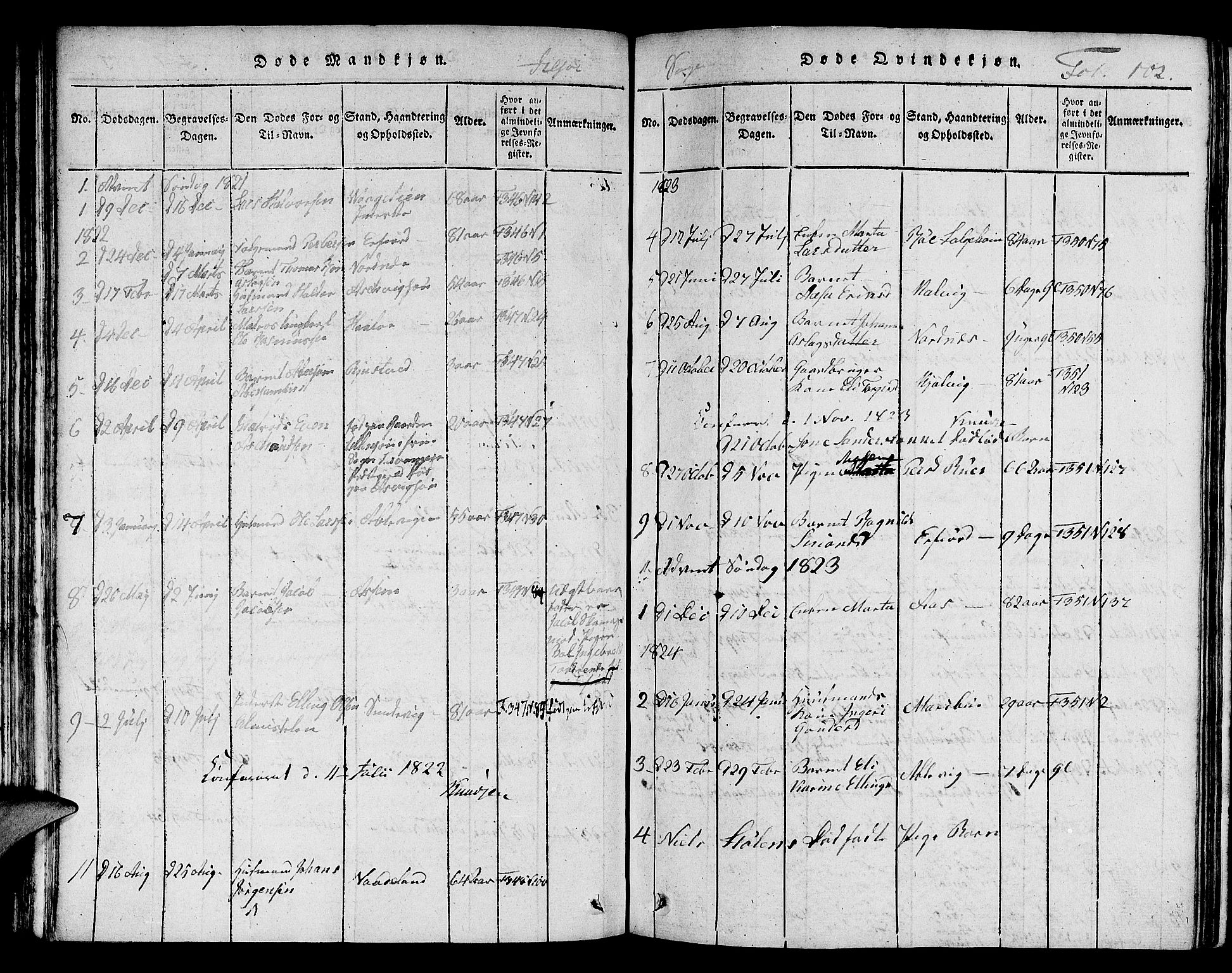 Jelsa sokneprestkontor, AV/SAST-A-101842/01/V: Parish register (copy) no. B 1 /1, 1816-1828, p. 102