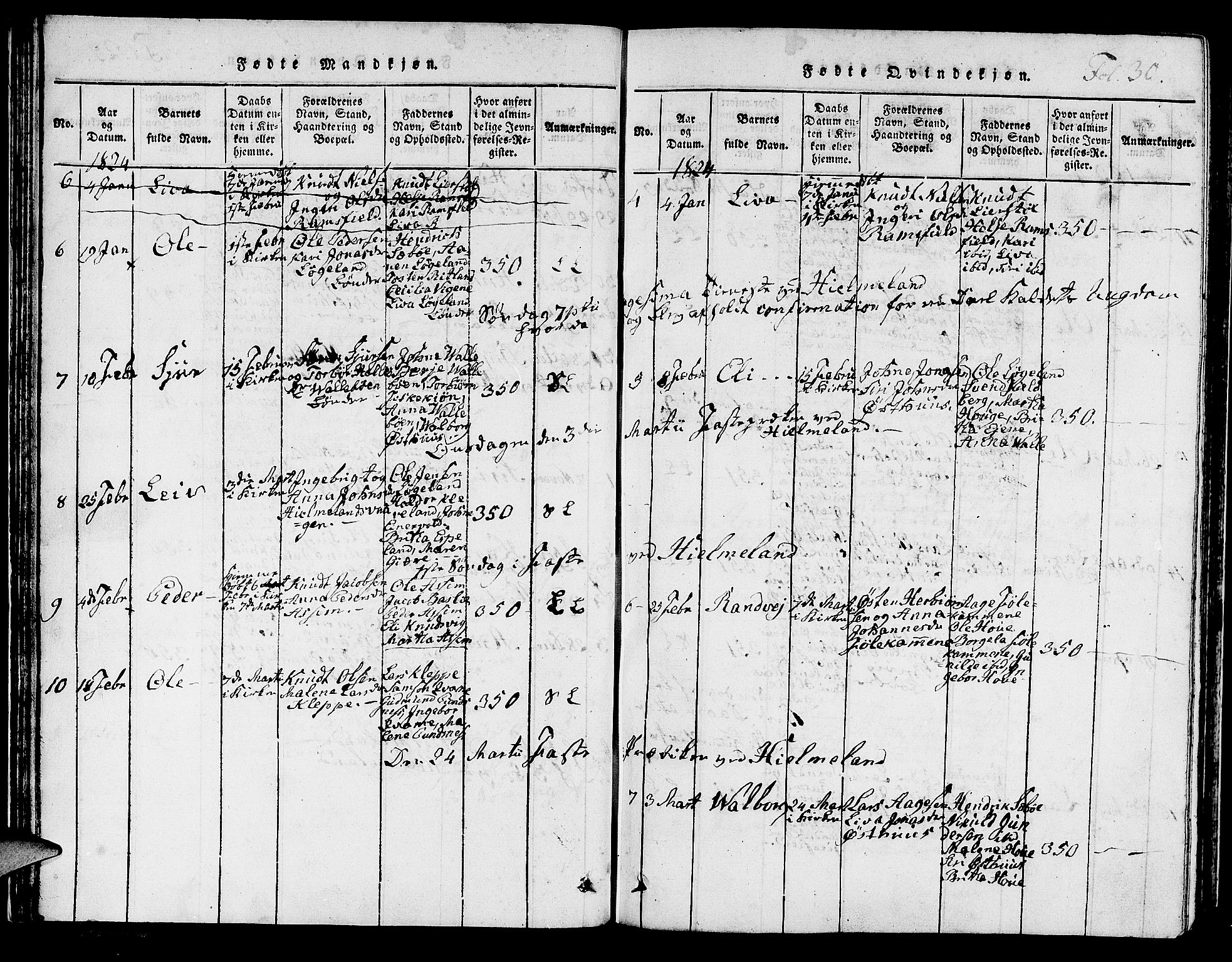 Hjelmeland sokneprestkontor, SAST/A-101843/01/IV/L0003: Parish register (official) no. A 3, 1816-1834, p. 30