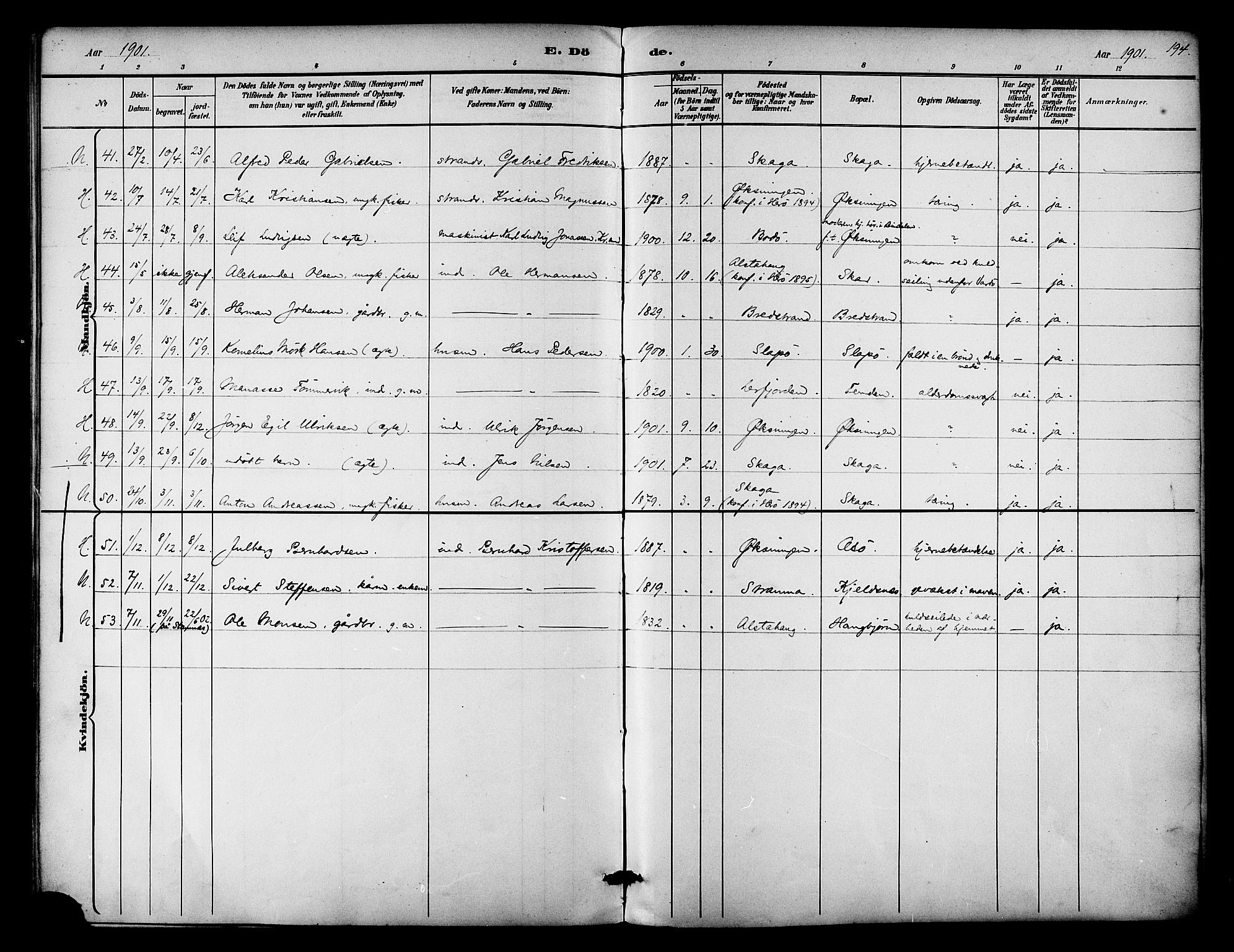 Ministerialprotokoller, klokkerbøker og fødselsregistre - Nordland, AV/SAT-A-1459/834/L0508: Parish register (official) no. 834A06, 1892-1901, p. 194