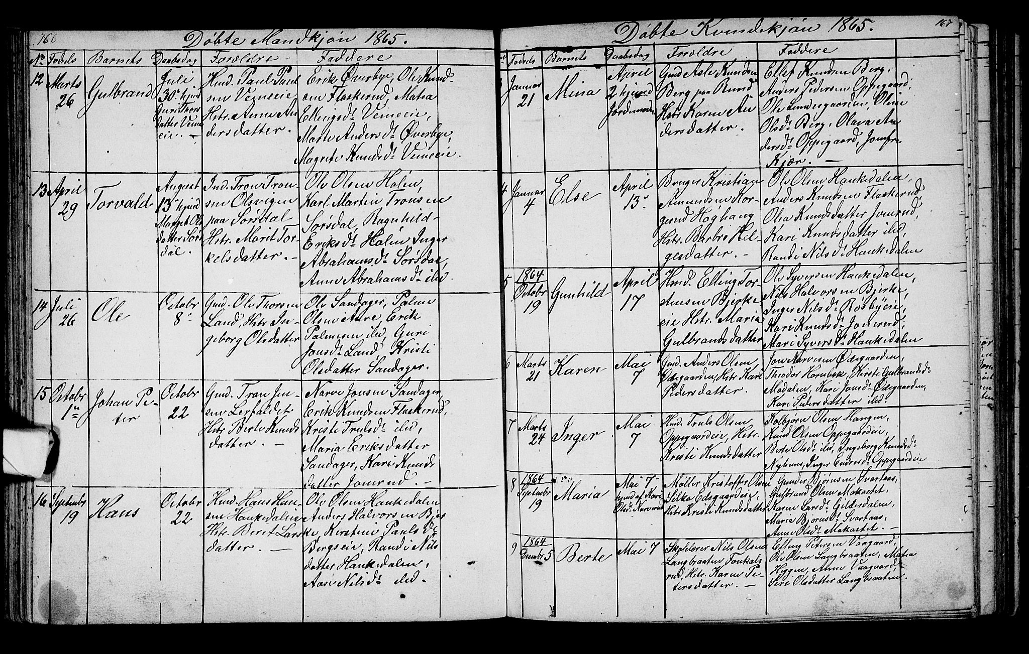 Lunder kirkebøker, SAKO/A-629/G/Ga/L0002: Parish register (copy) no. I 2, 1849-1868, p. 166-167