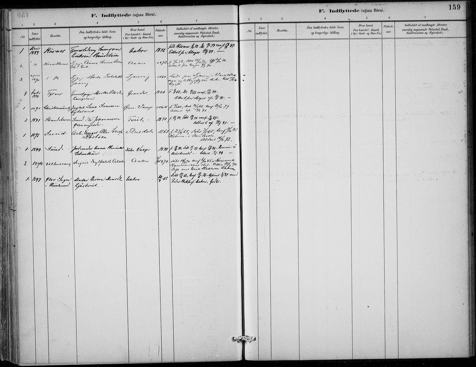 Strandebarm sokneprestembete, SAB/A-78401/H/Haa: Parish register (official) no. D  1, 1886-1912, p. 159