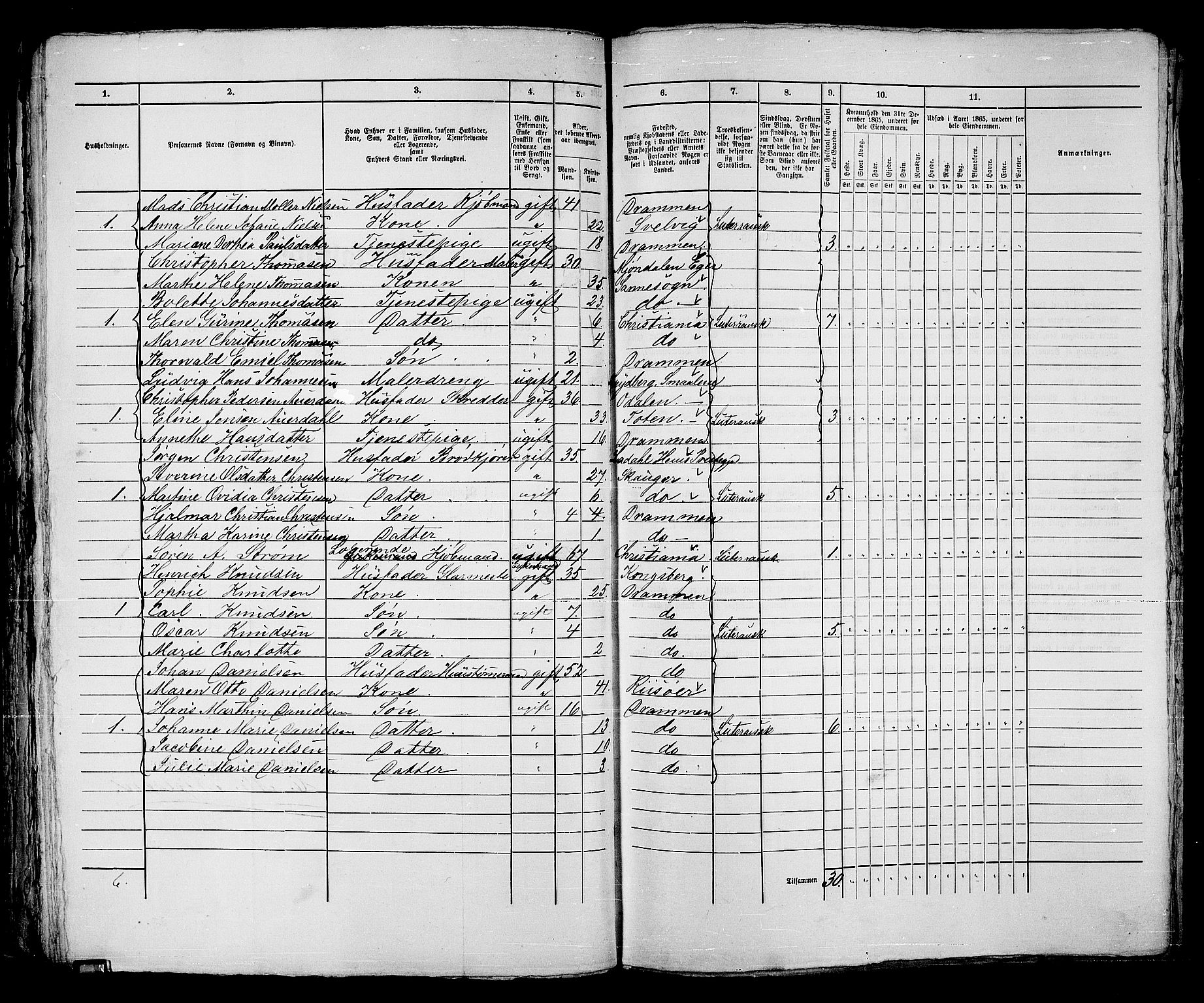 RA, 1865 census for Strømsø in Drammen, 1865, p. 144